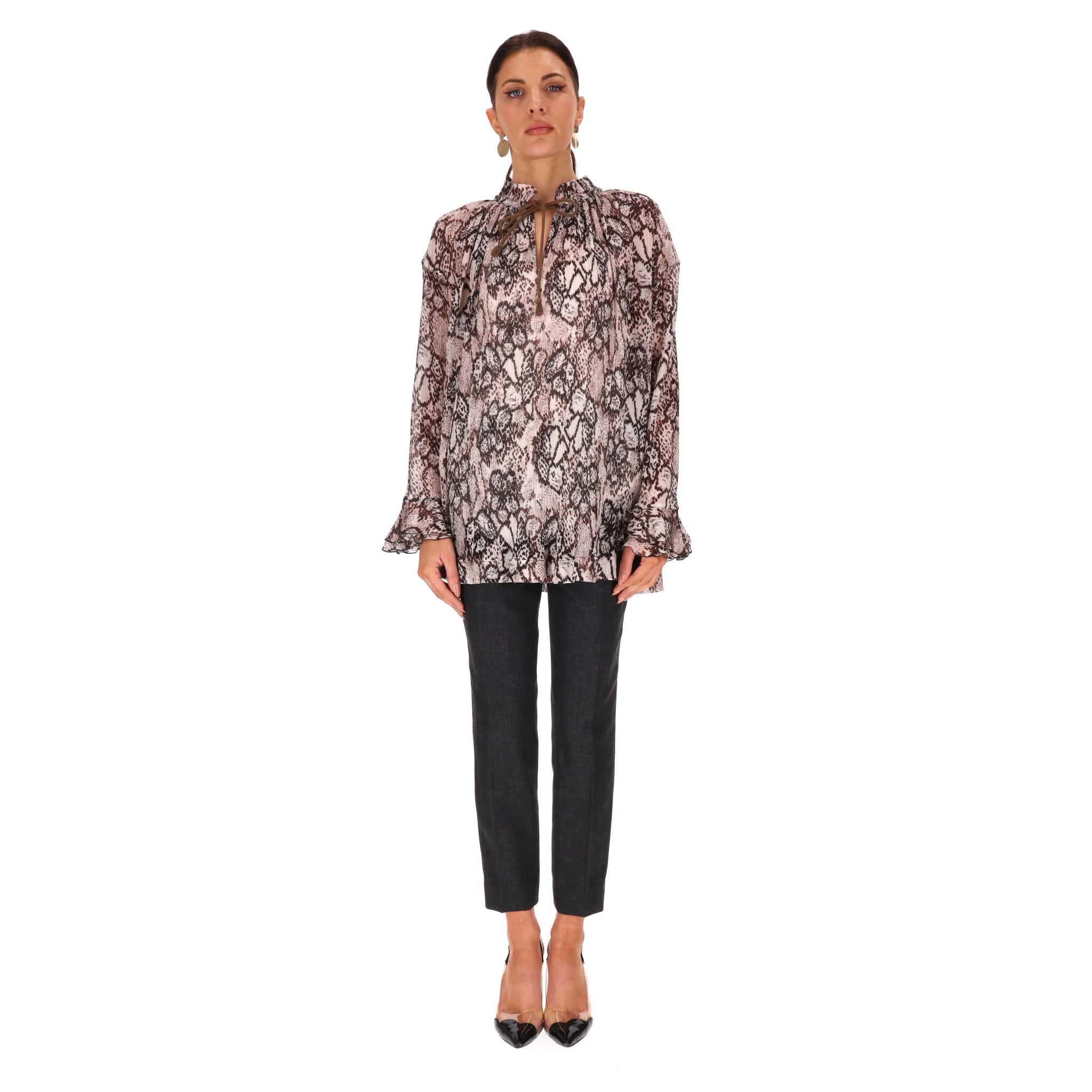 See By Chloe Silk & Cotton Chiffon Snake Print Top. Size 38FR - Image 2