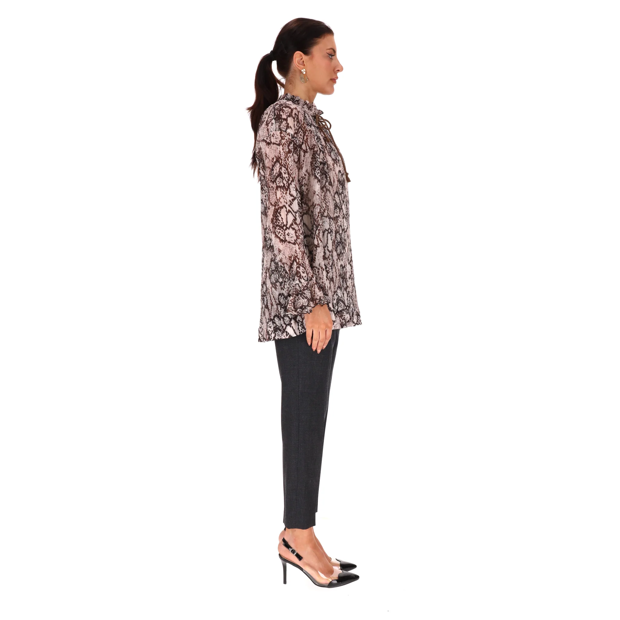 See By Chloe Silk & Cotton Chiffon Snake Print Top. Size 38FR - Image 3
