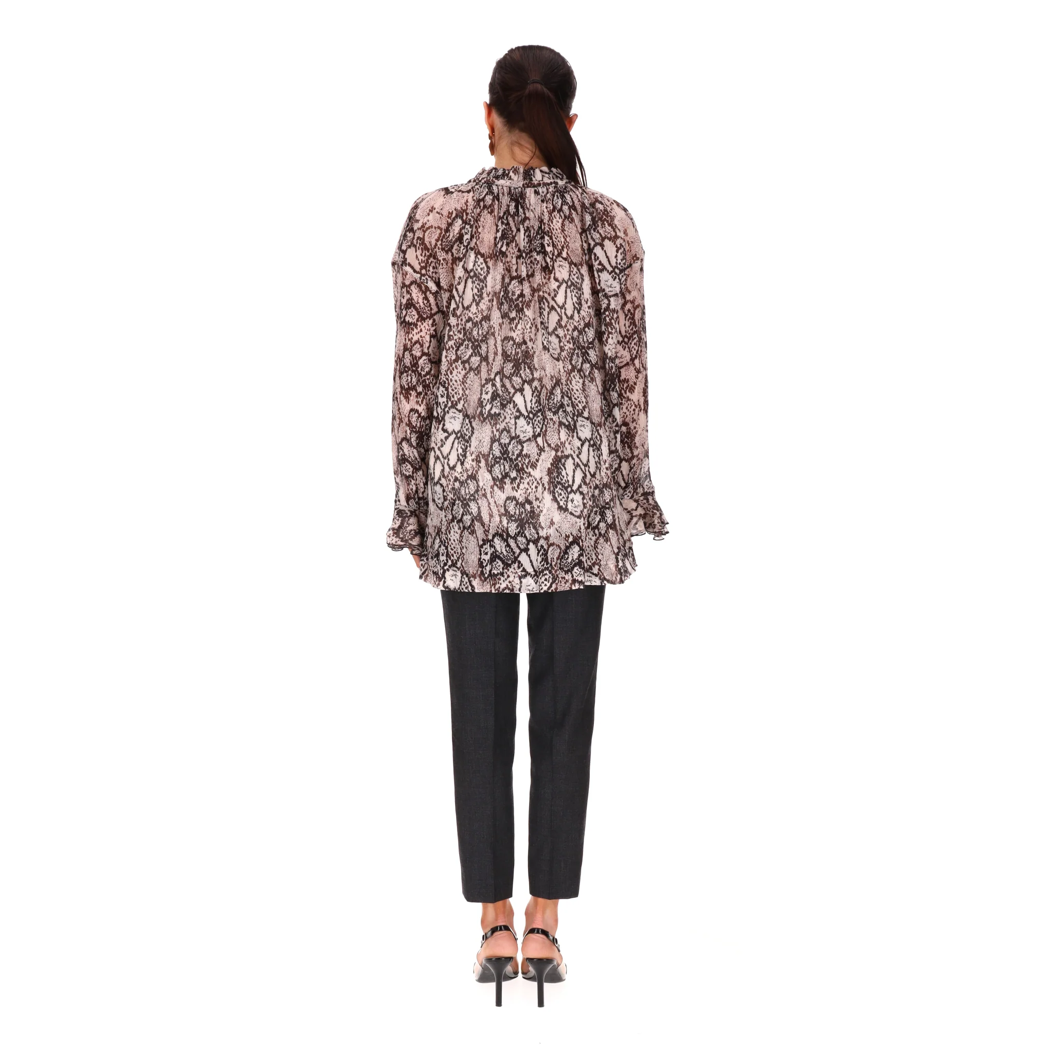 See By Chloe Silk & Cotton Chiffon Snake Print Top. Size 38FR - Image 4