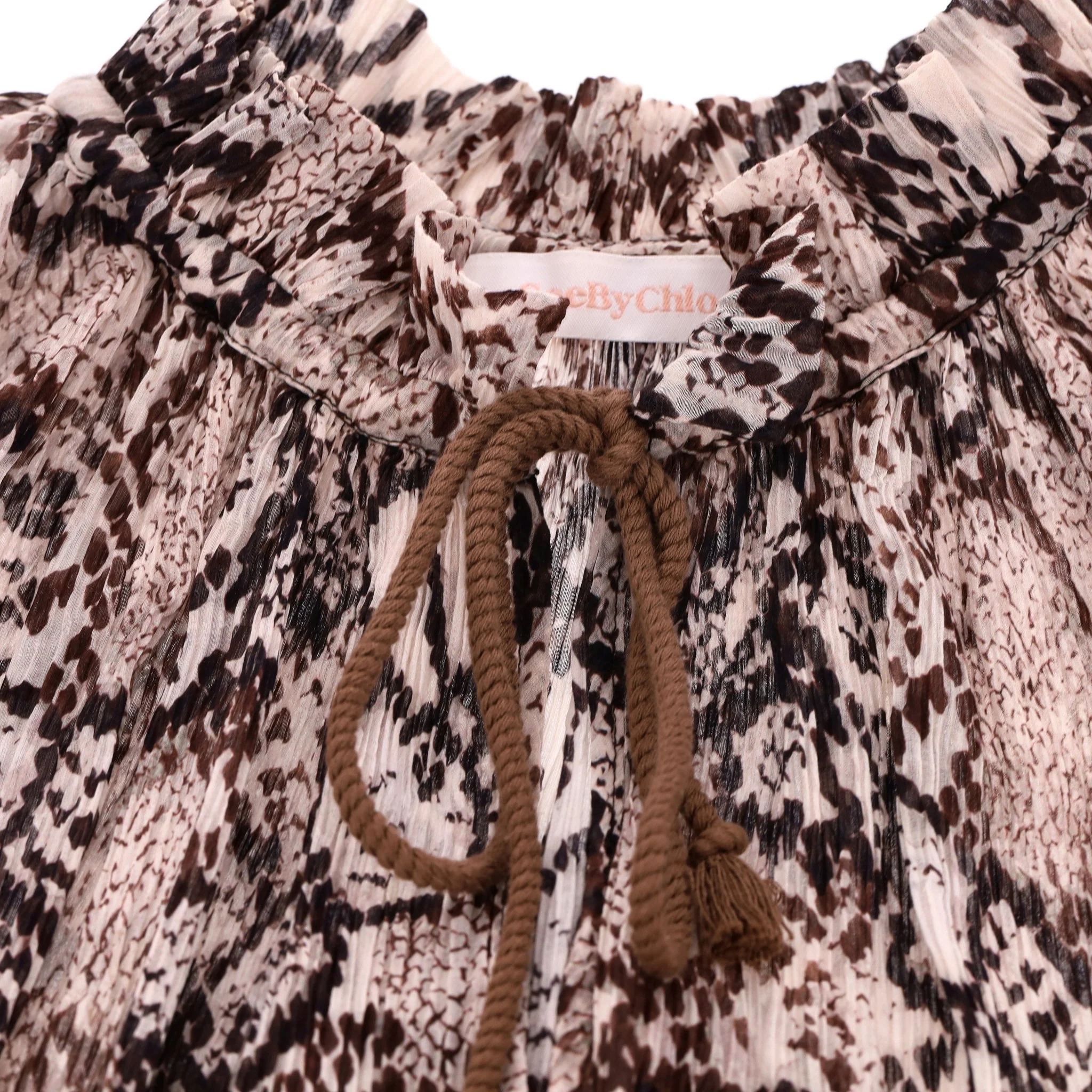 See By Chloe Silk & Cotton Chiffon Snake Print Top. Size 38FR - Image 5