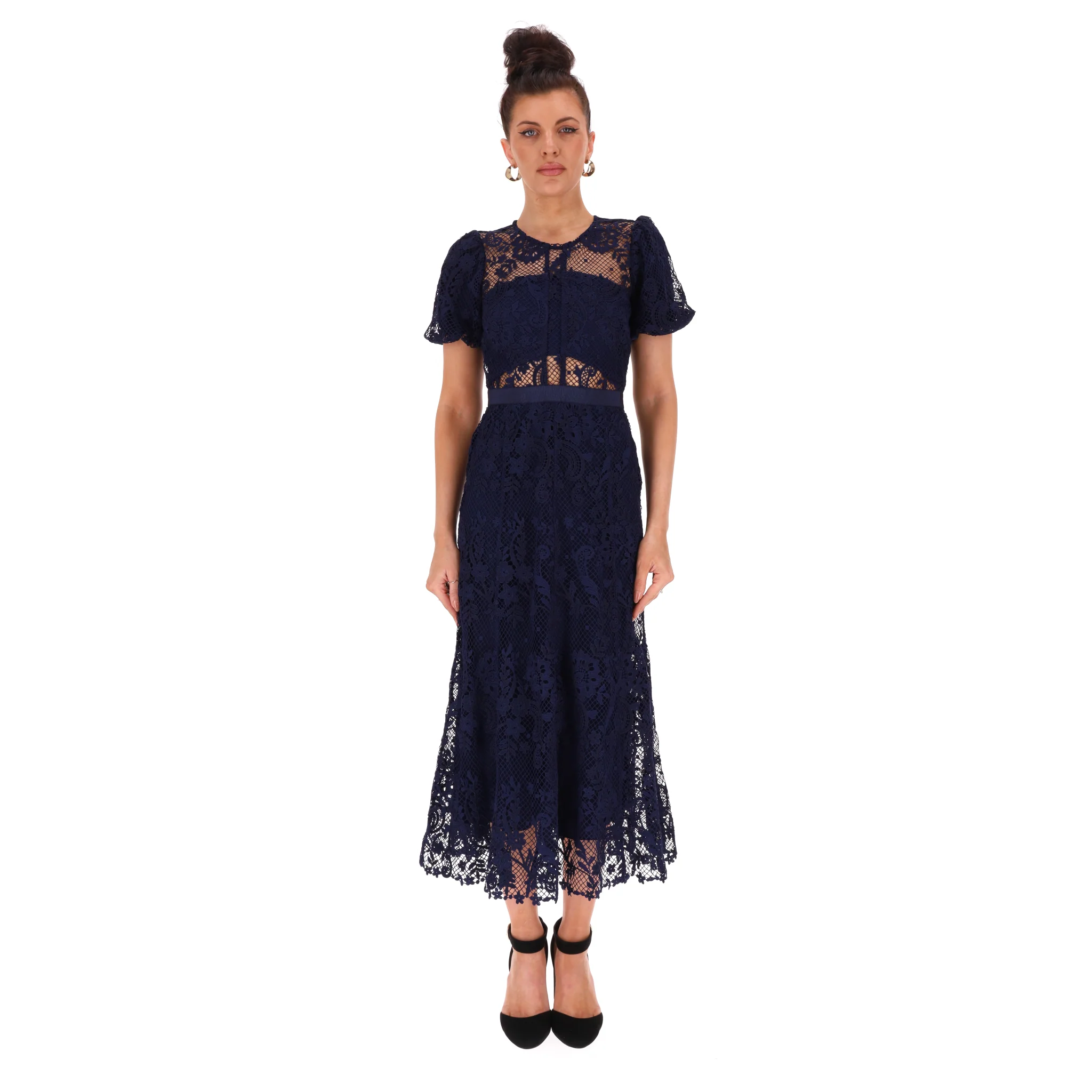 Self-Portrait Corded Guipure Lace Midi Dress. Size 8UK - Image 2