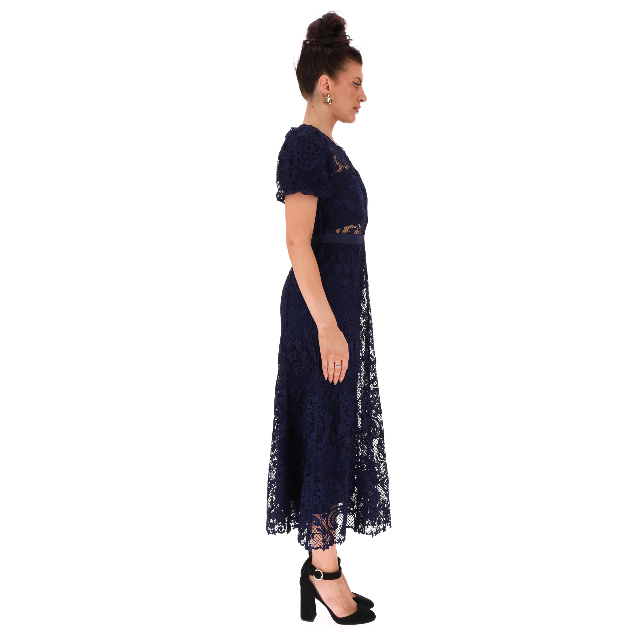 Self-Portrait Corded Guipure Lace Midi Dress. Size 8UK - Image 3