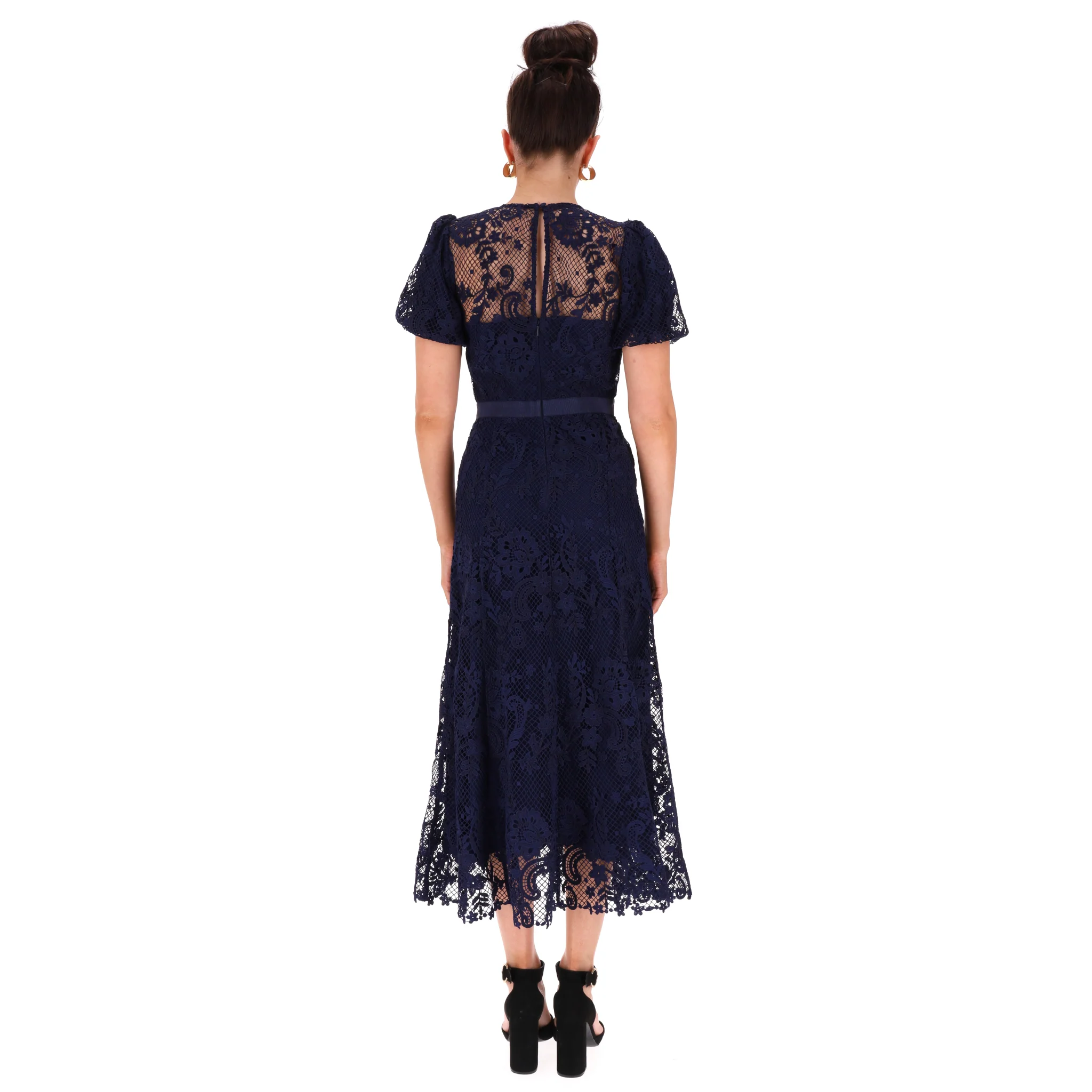 Self-Portrait Corded Guipure Lace Midi Dress. Size 8UK - Image 4