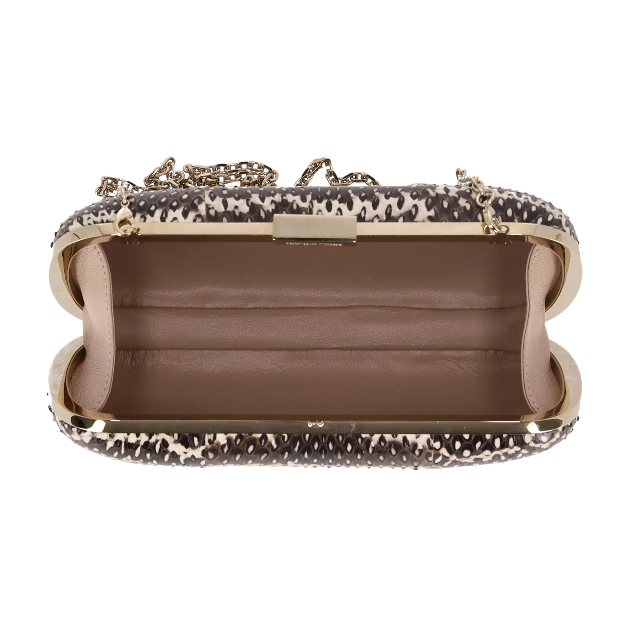 Sergio Rossi Lizard Skin Clutch Bag With Chain Strap - Image 7