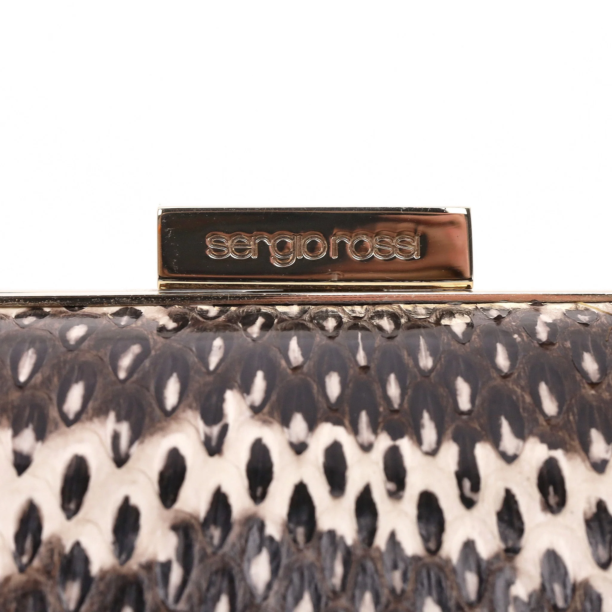 Sergio Rossi Lizard Skin Clutch Bag With Chain Strap - Image 8