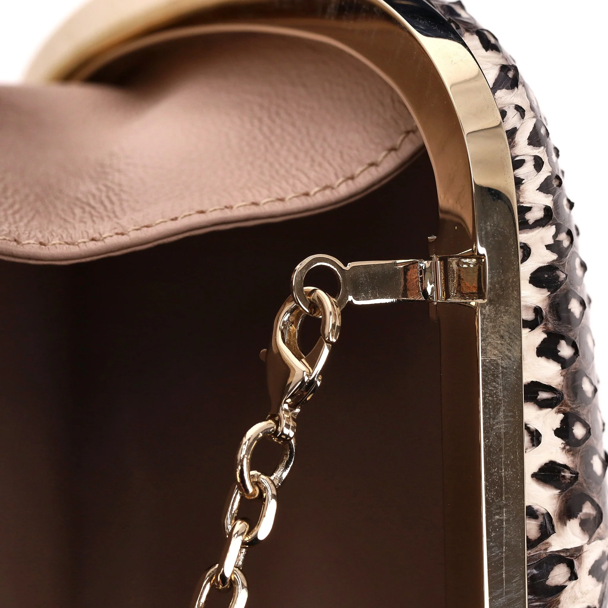 Sergio Rossi Lizard Skin Clutch Bag With Chain Strap - Image 9