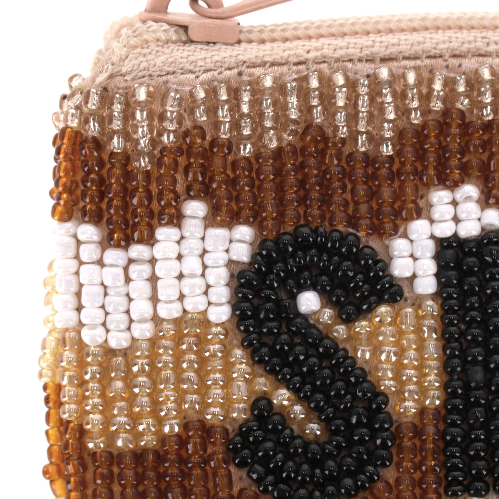 Shush London Hand-Beaded Canvas Logo Pouch - Image 6
