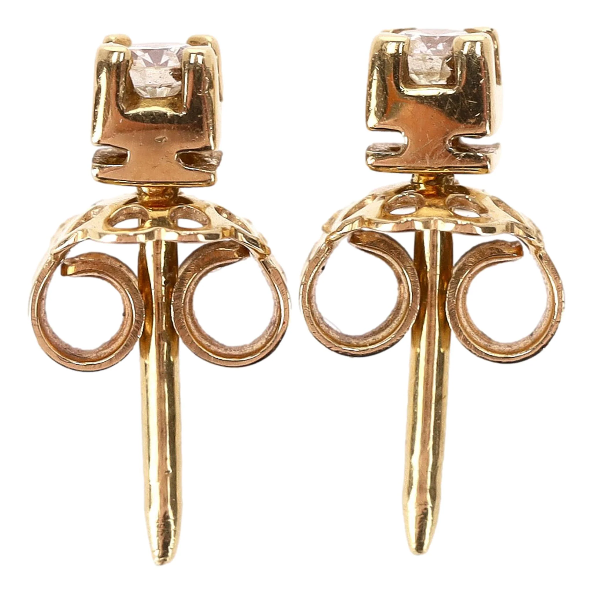 Diamond Solitaire Earrings Set In 18k Gold - Image 4