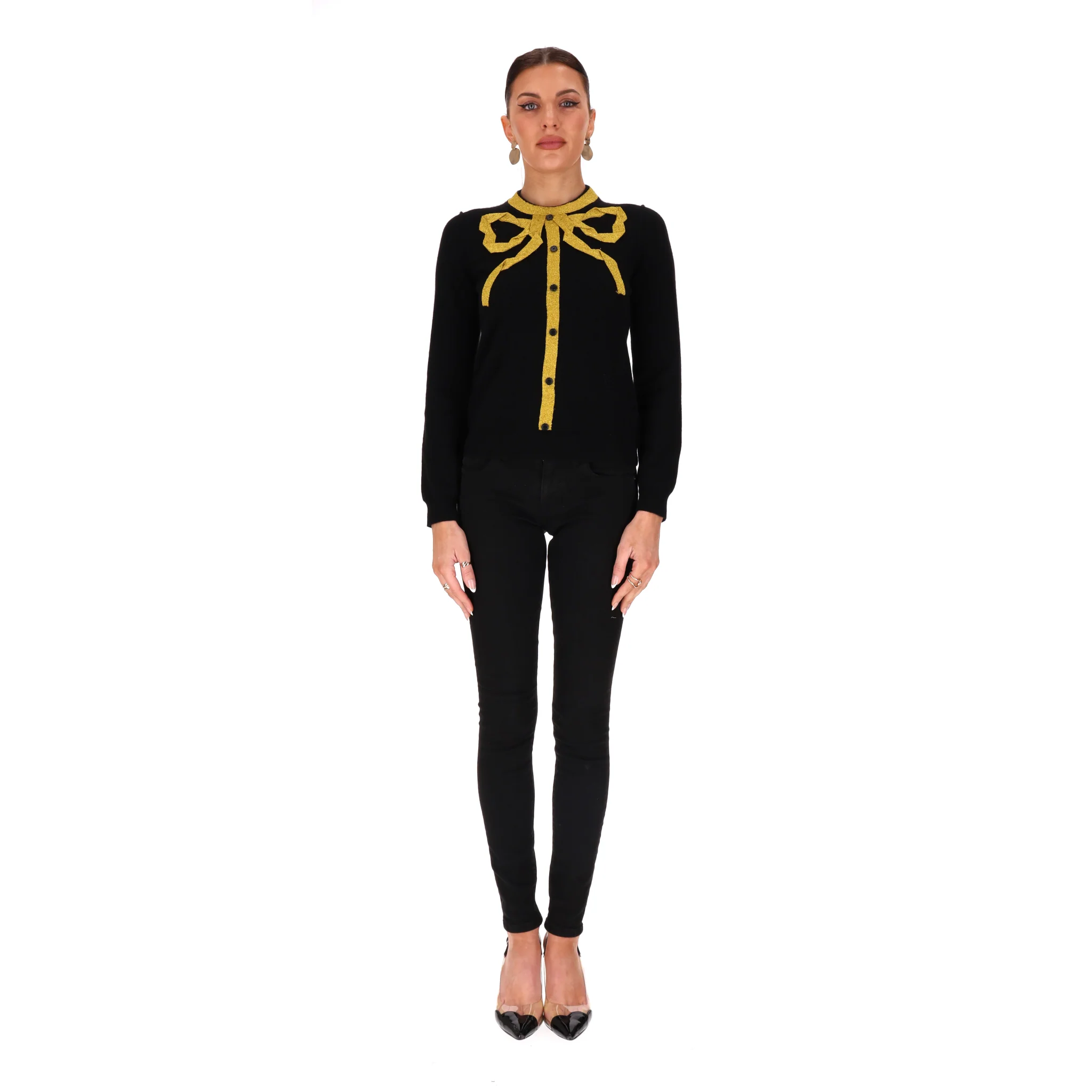 Sonia By Sonia Rykiel Bow Embellished Cashmere Cardigan. Size S - Image 2