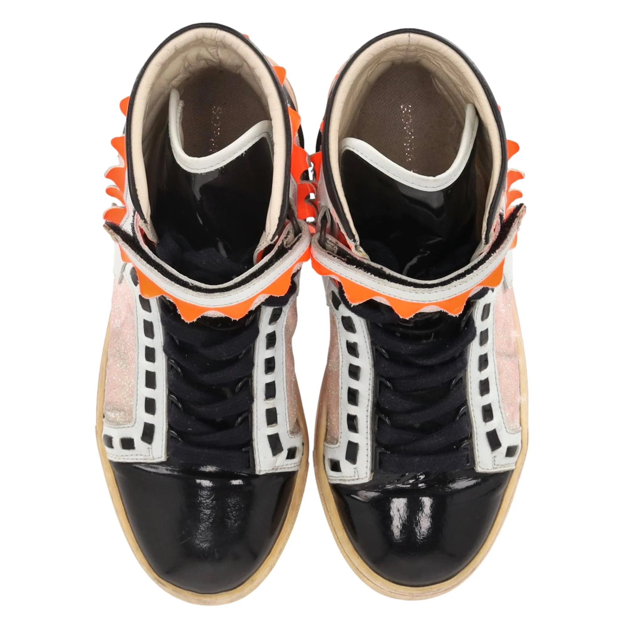 Sophia Webster Glitter-Detail Leather 'Riko' High-Top Sneakers. Size 37 - Image 2