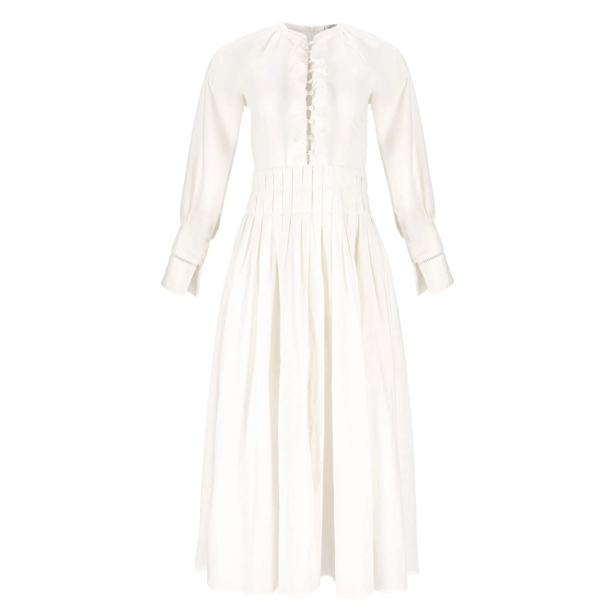 Thavia Poplin Balloon Sleeve Pleated Maxi Dress. Size XS