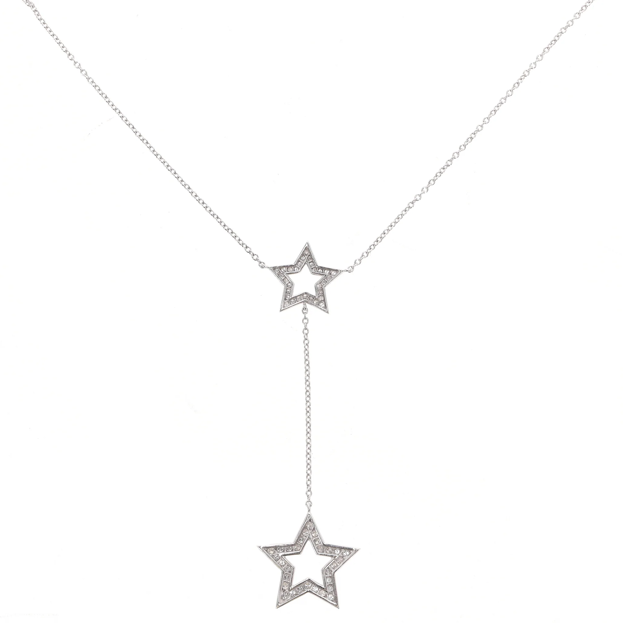 Tiffany & Co. Platinum & Diamond Star Lariat Necklace - Image 6