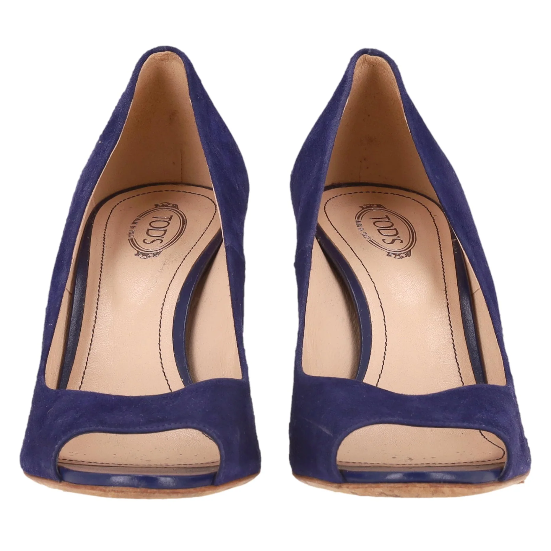 Tod's Suede Peep-Toe Wedge Pumps. Size 39 - Image 2