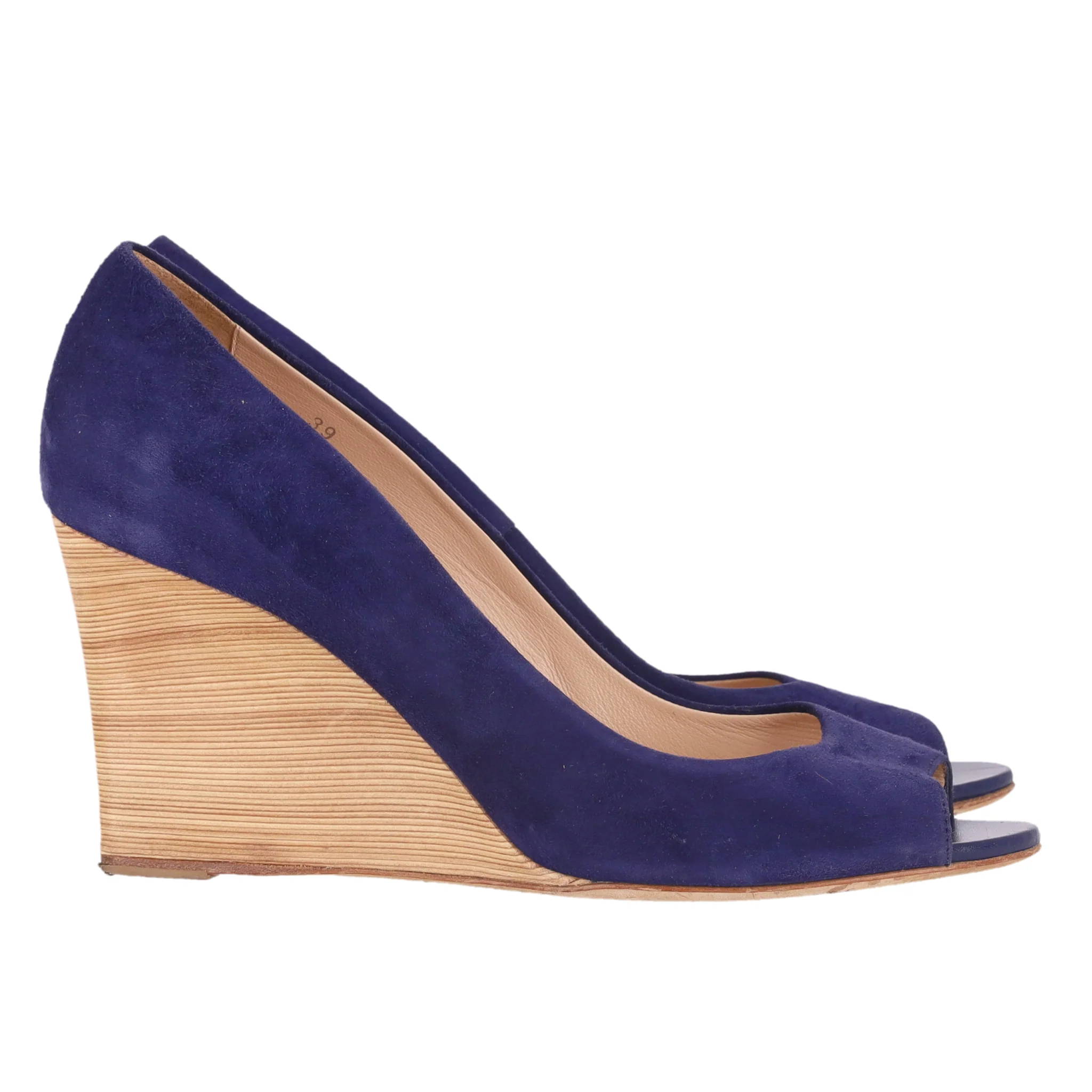 Tod's Suede Peep-Toe Wedge Pumps. Size 39 - Image 3