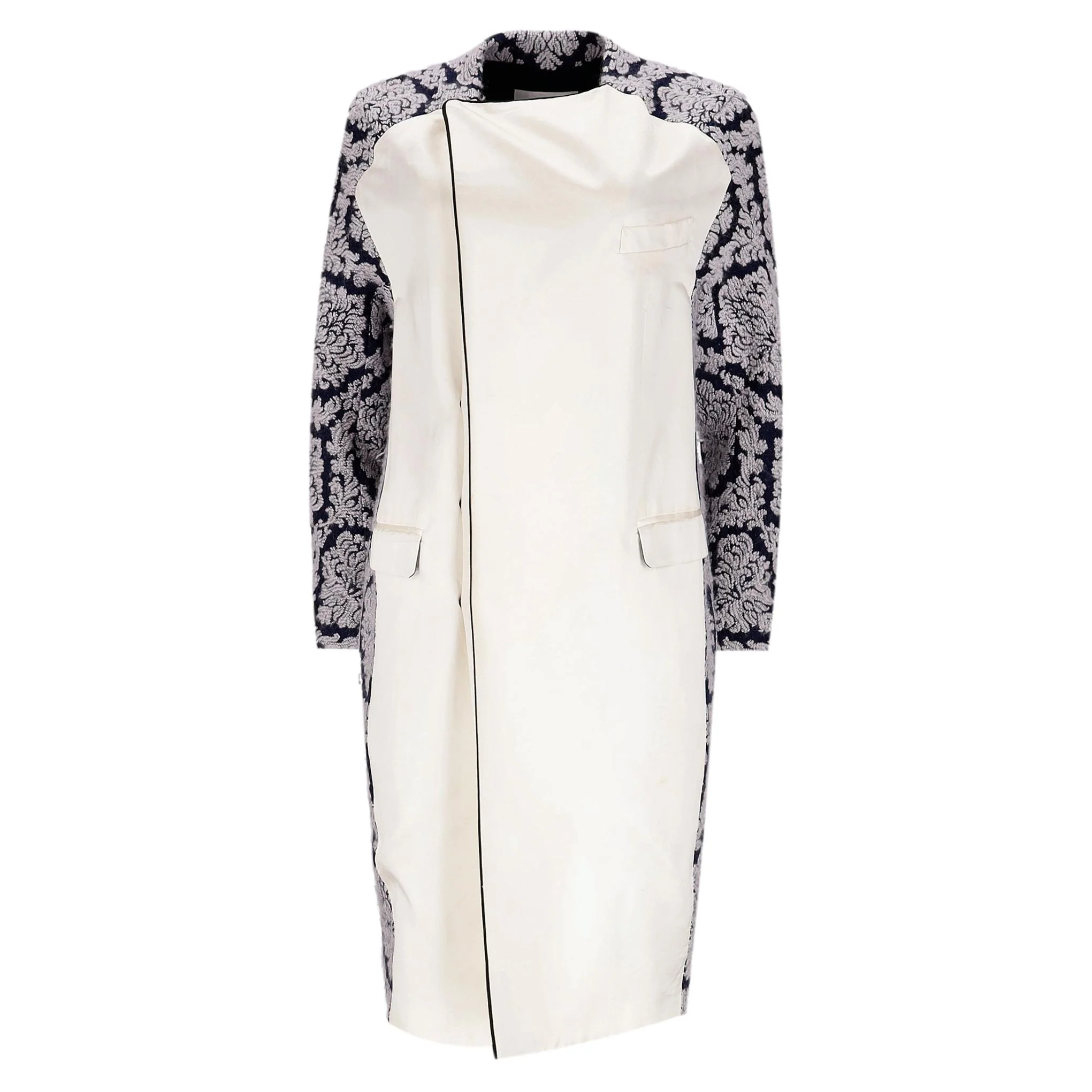 Toga Pulla Archives Wool & Silk Blend Coat With Jacquard Side Panels. Size 2