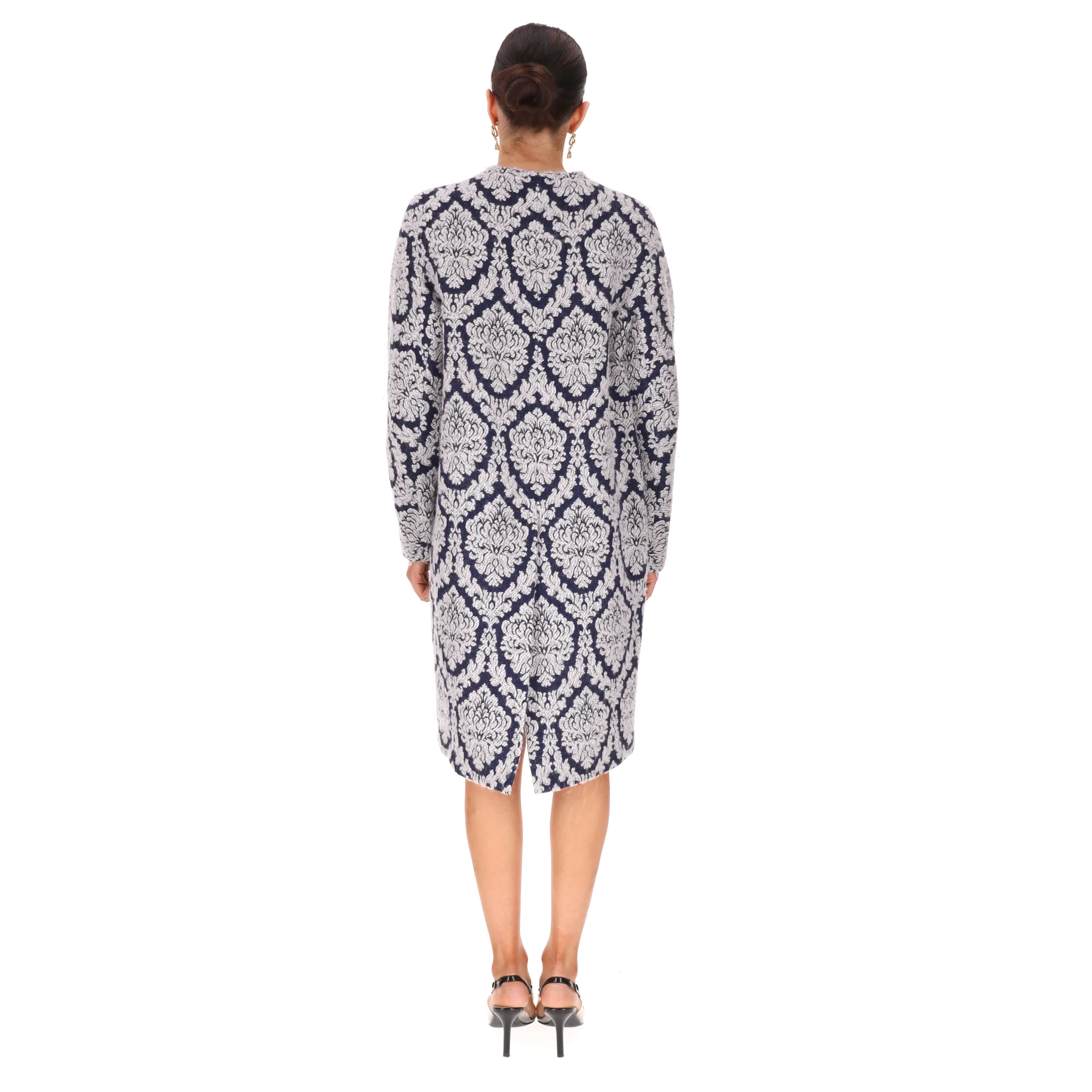 Toga Pulla Archives Wool & Silk Blend Coat With Jacquard Side Panels. Size 2 - Image 4