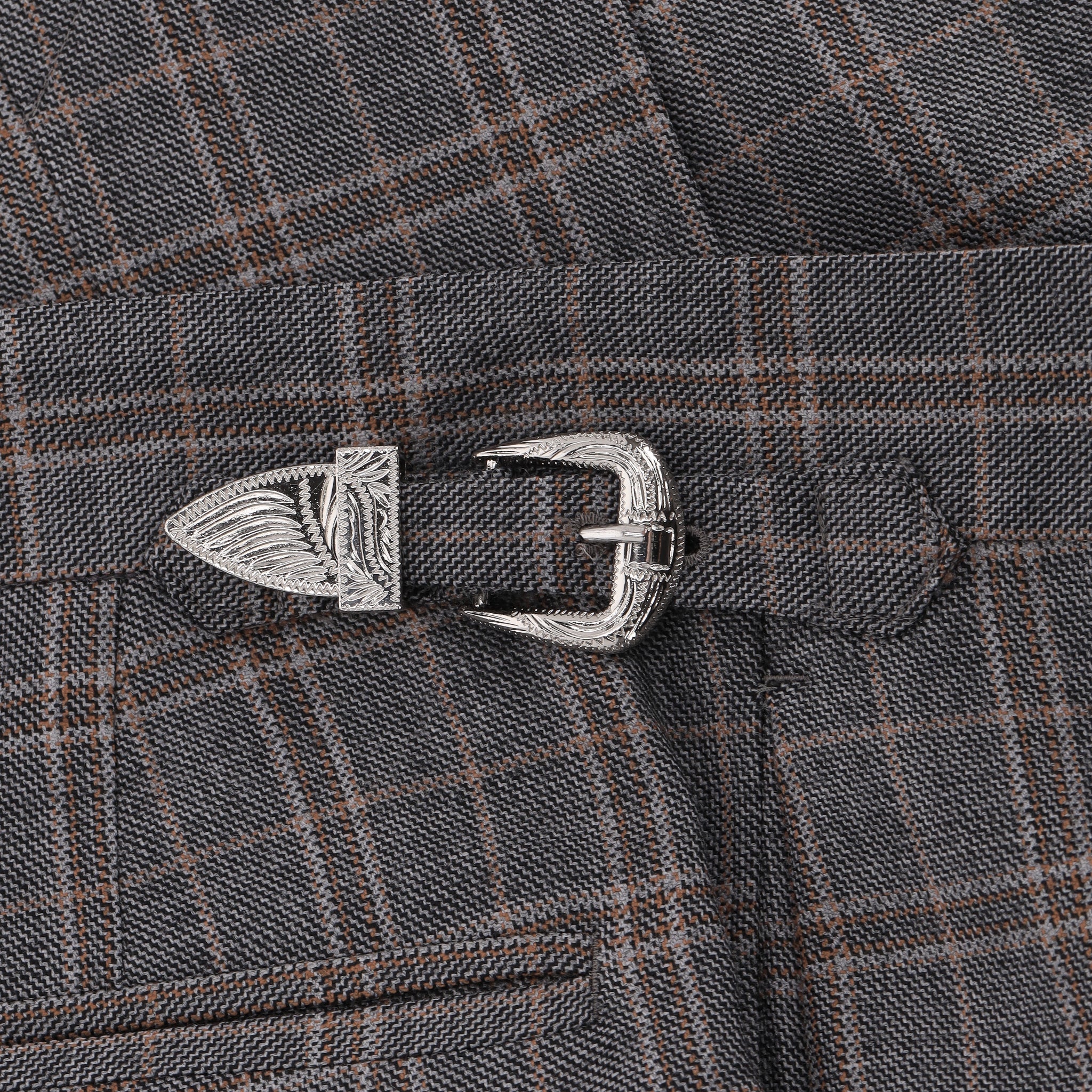 Togo Pulla Checked Wool Trousers With A Side Slit. Size XS - Image 5