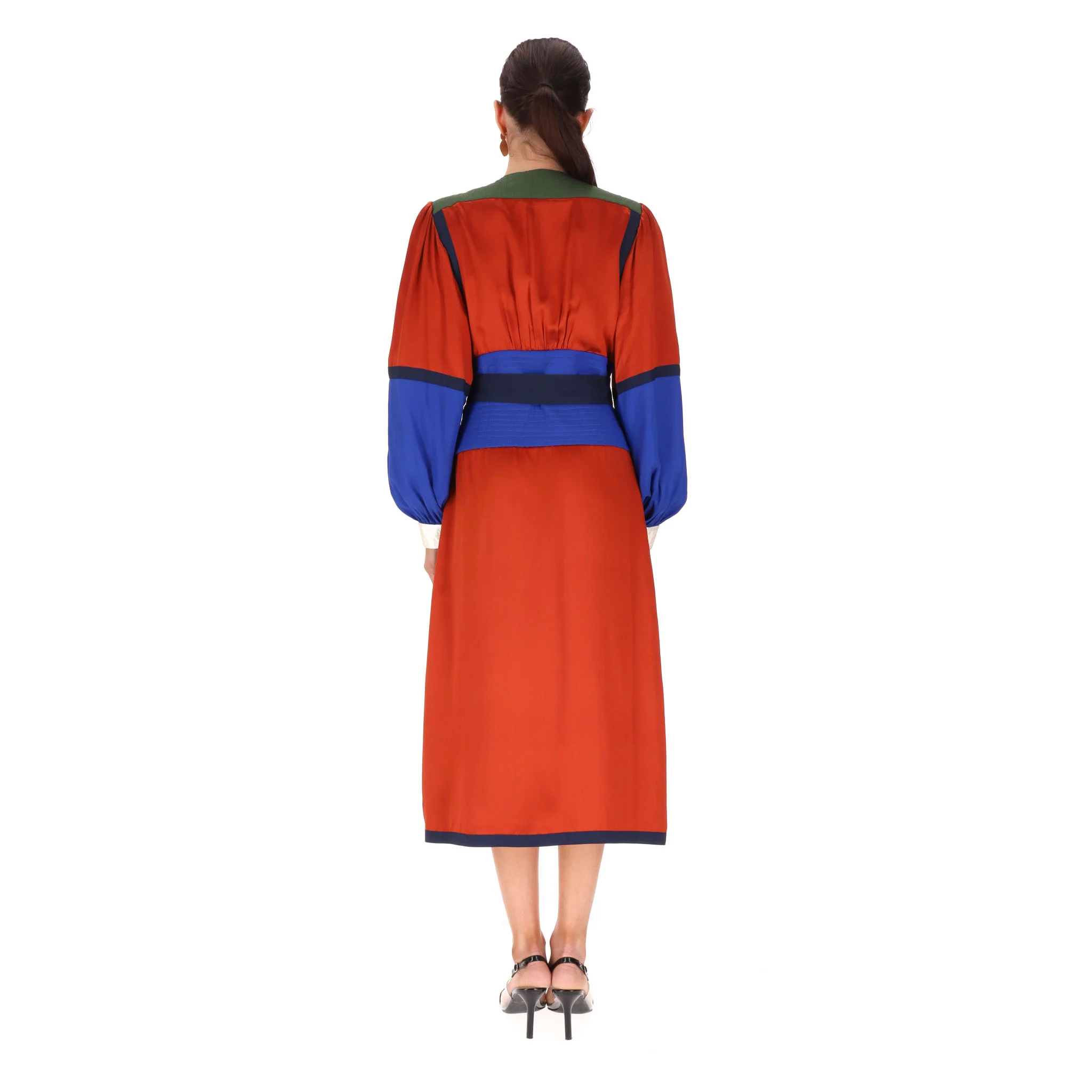 Tory Burch Colour-Block Silk Blend Crepe Wrap Dress. Size 1 - XS - Image 4
