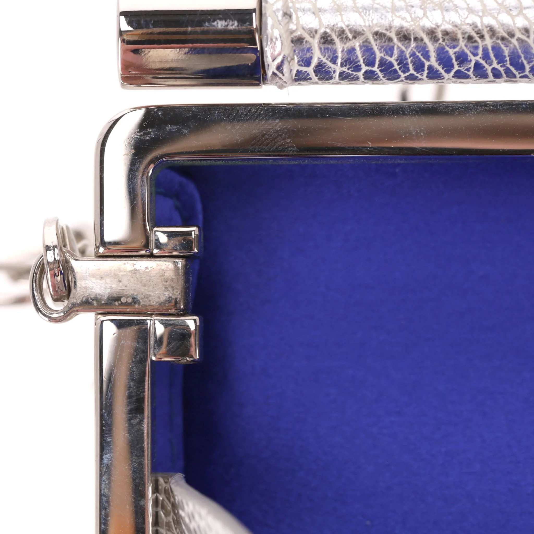 Tyler Ellis Metallic Lizard Skin Clutch Bag With Chain Strap - Image 11