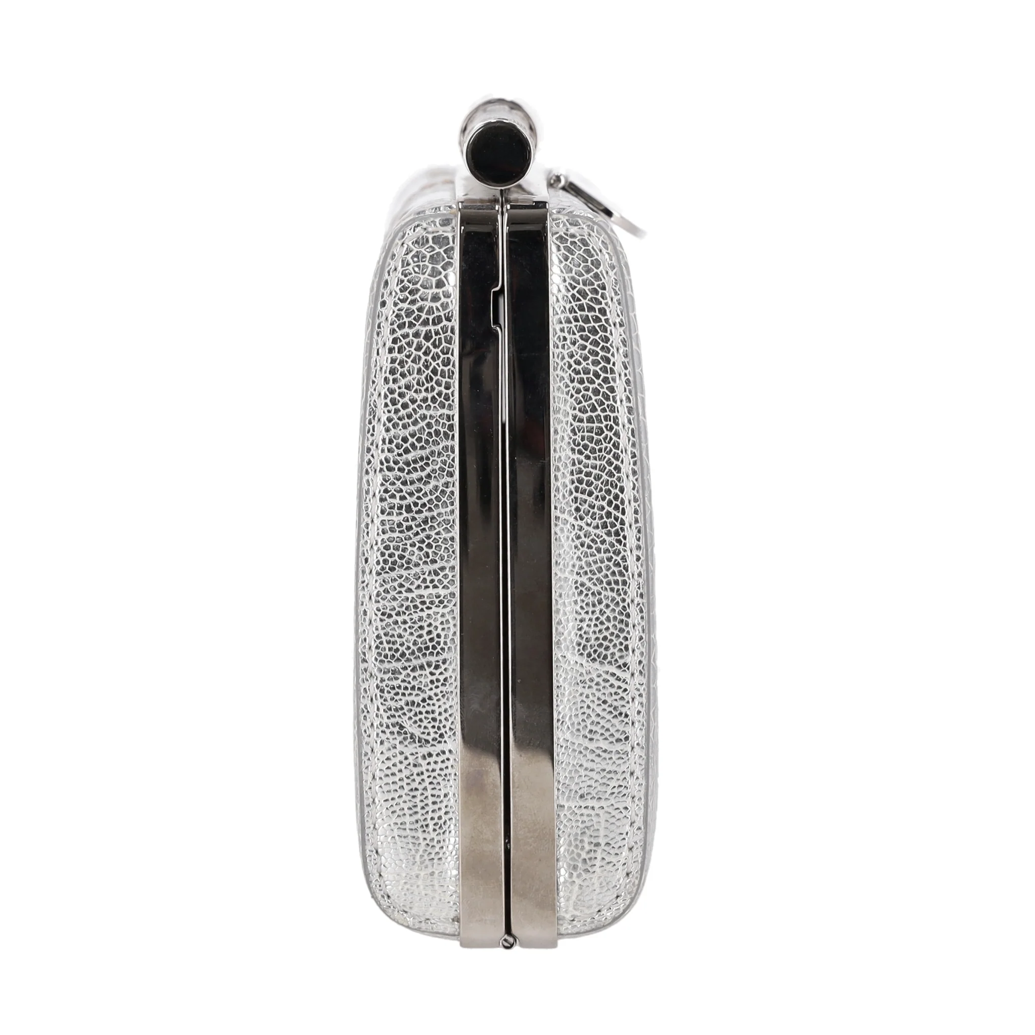 Tyler Ellis Metallic Lizard Skin Clutch Bag With Chain Strap - Image 3
