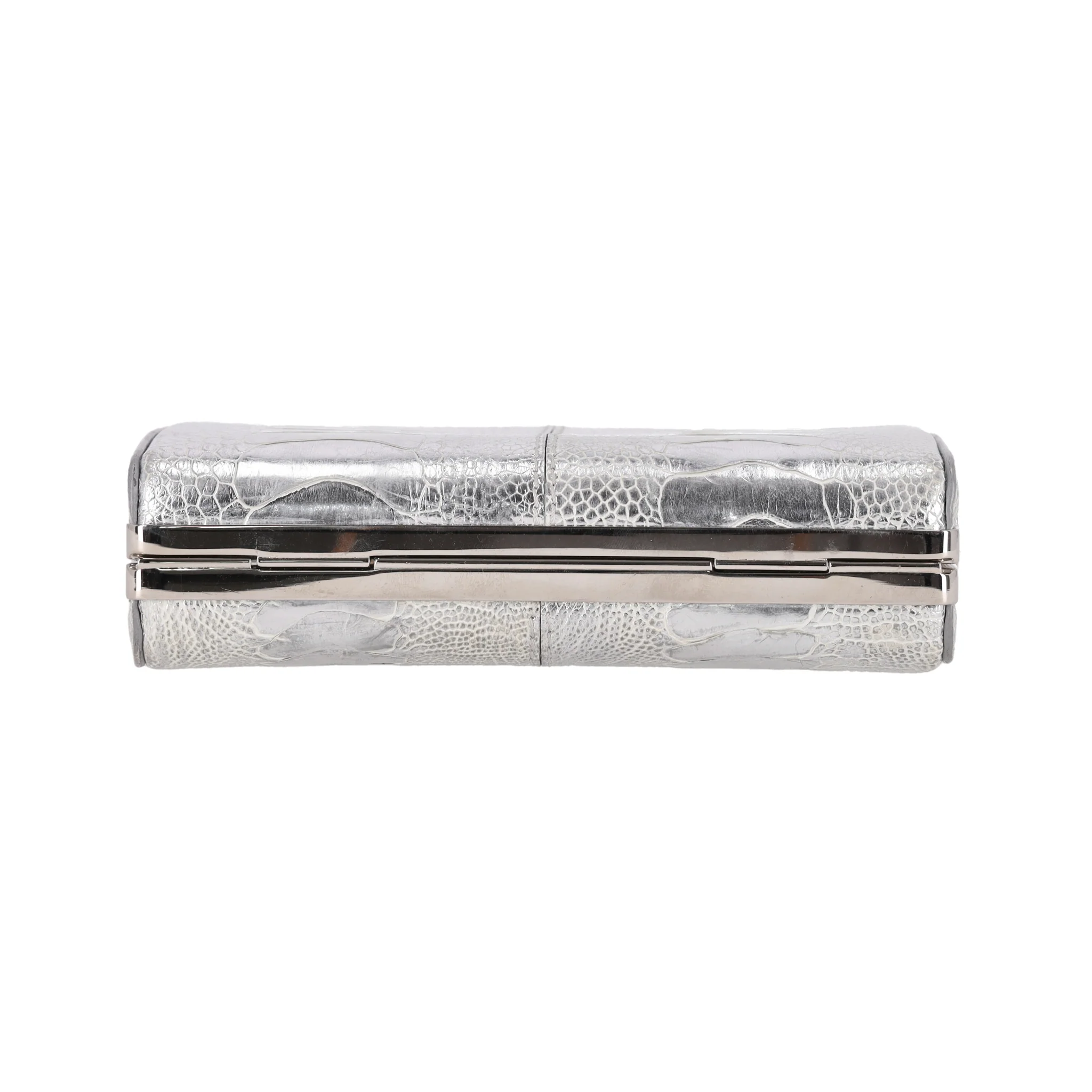 Tyler Ellis Metallic Lizard Skin Clutch Bag With Chain Strap - Image 5