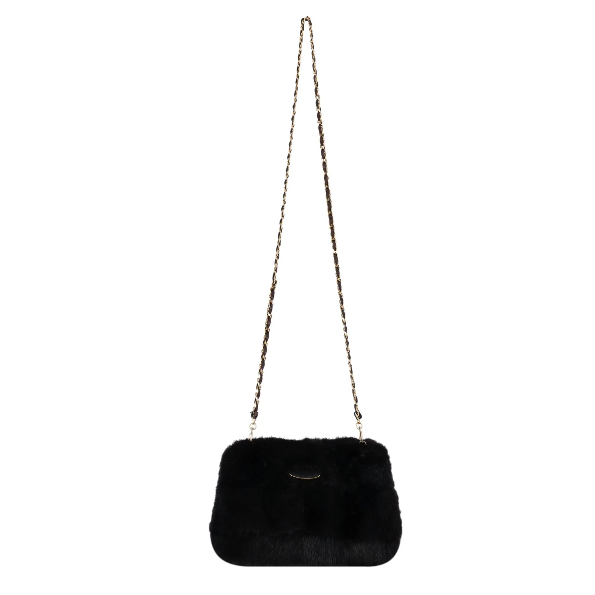 Tyler Ellis Mink Fur Clutch Bag With Leather & Chain Strap - Image 2