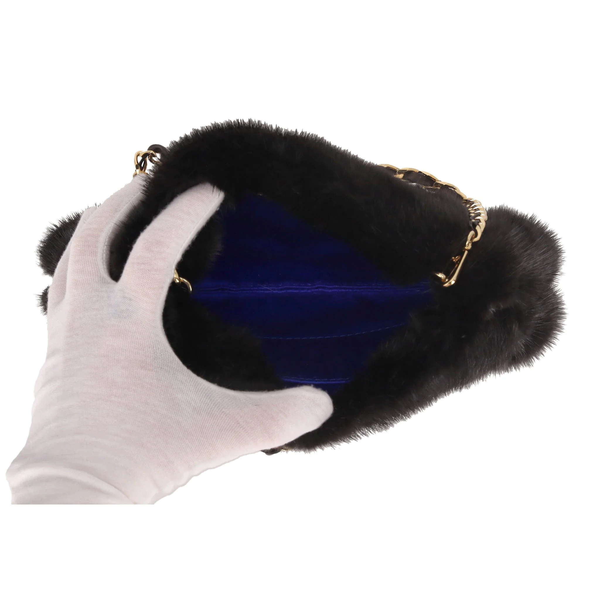 Tyler Ellis Mink Fur Clutch Bag With Leather & Chain Strap - Image 6