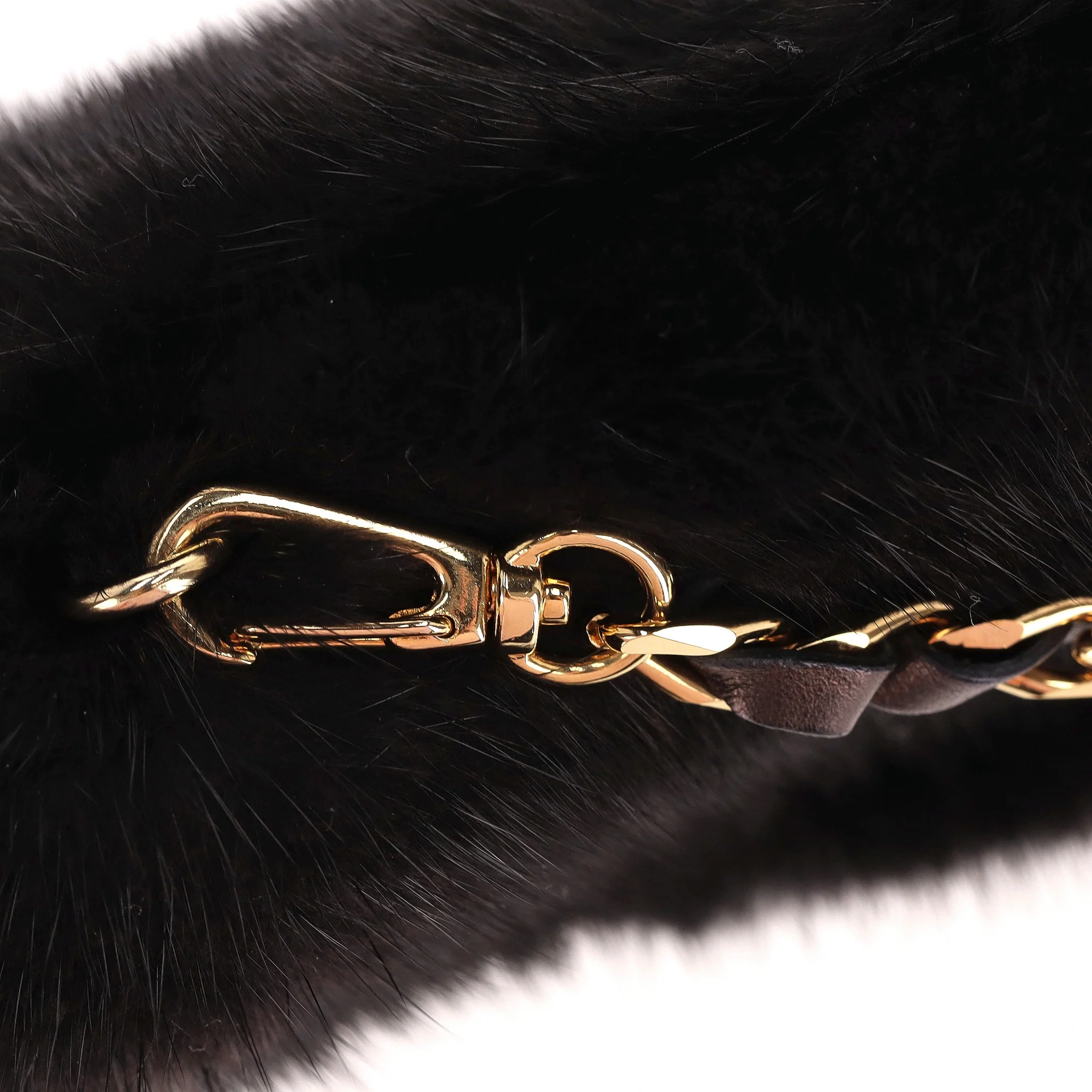 Tyler Ellis Mink Fur Clutch Bag With Leather & Chain Strap - Image 7