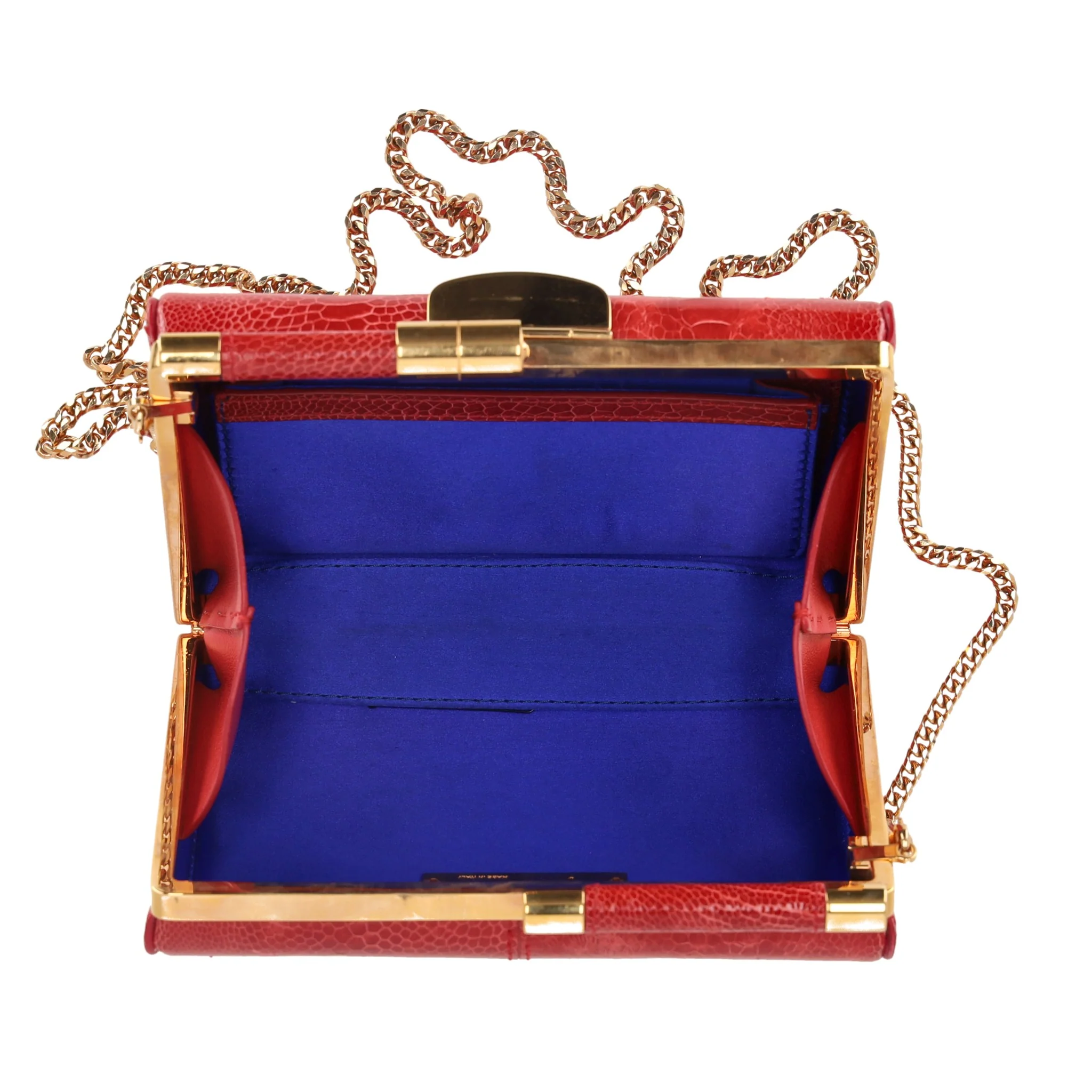 Tyler Ellis Ostrich Skin Clutch Bag With Chain Strap - Image 6