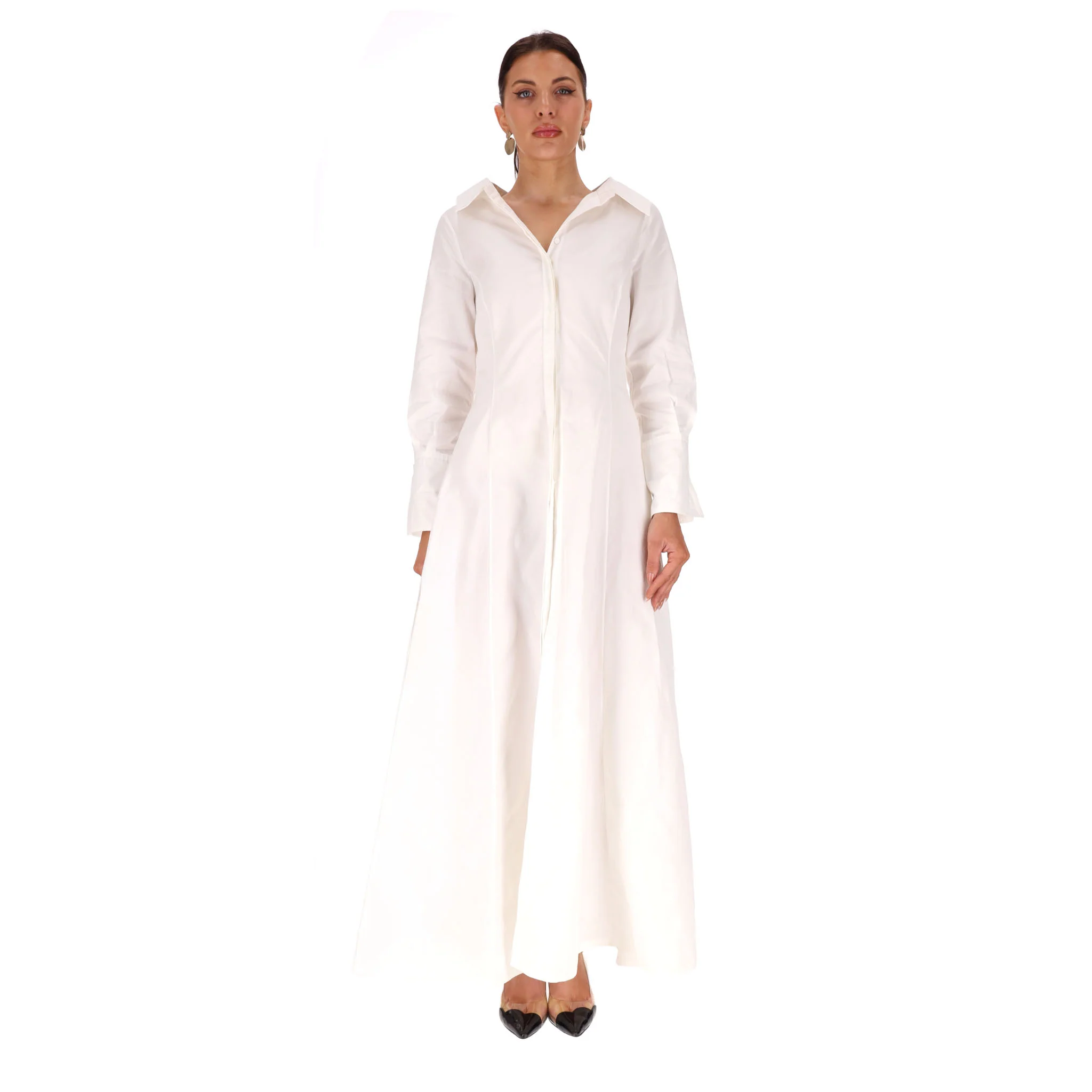 Valentino Garavani Cotton Poplin A-Line Shirt Gown. Size 42IT - Image 2
