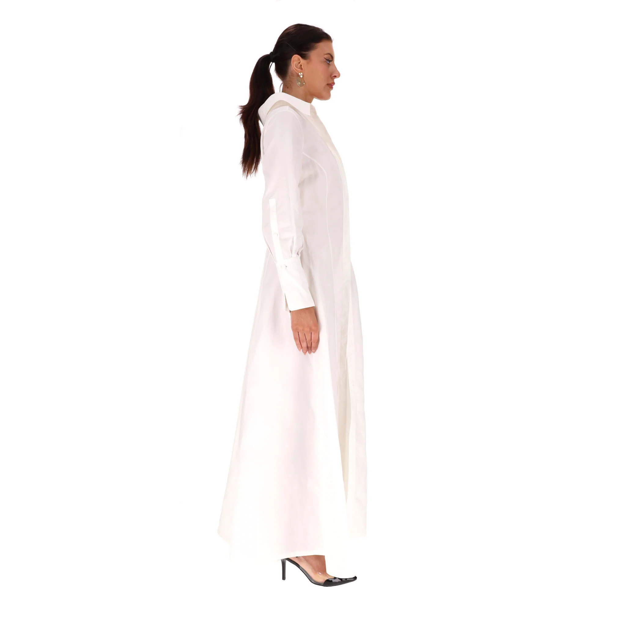 Valentino Garavani Cotton Poplin A-Line Shirt Gown. Size 42IT - Image 3