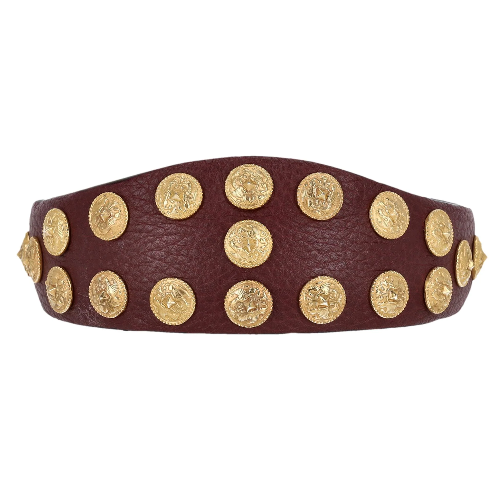 Valentino Leather Headband With Gryphon Stud Medallions
