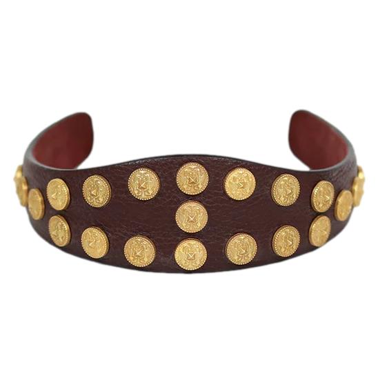 Valentino Leather Headband With Gryphon Stud Medallions - Image 11