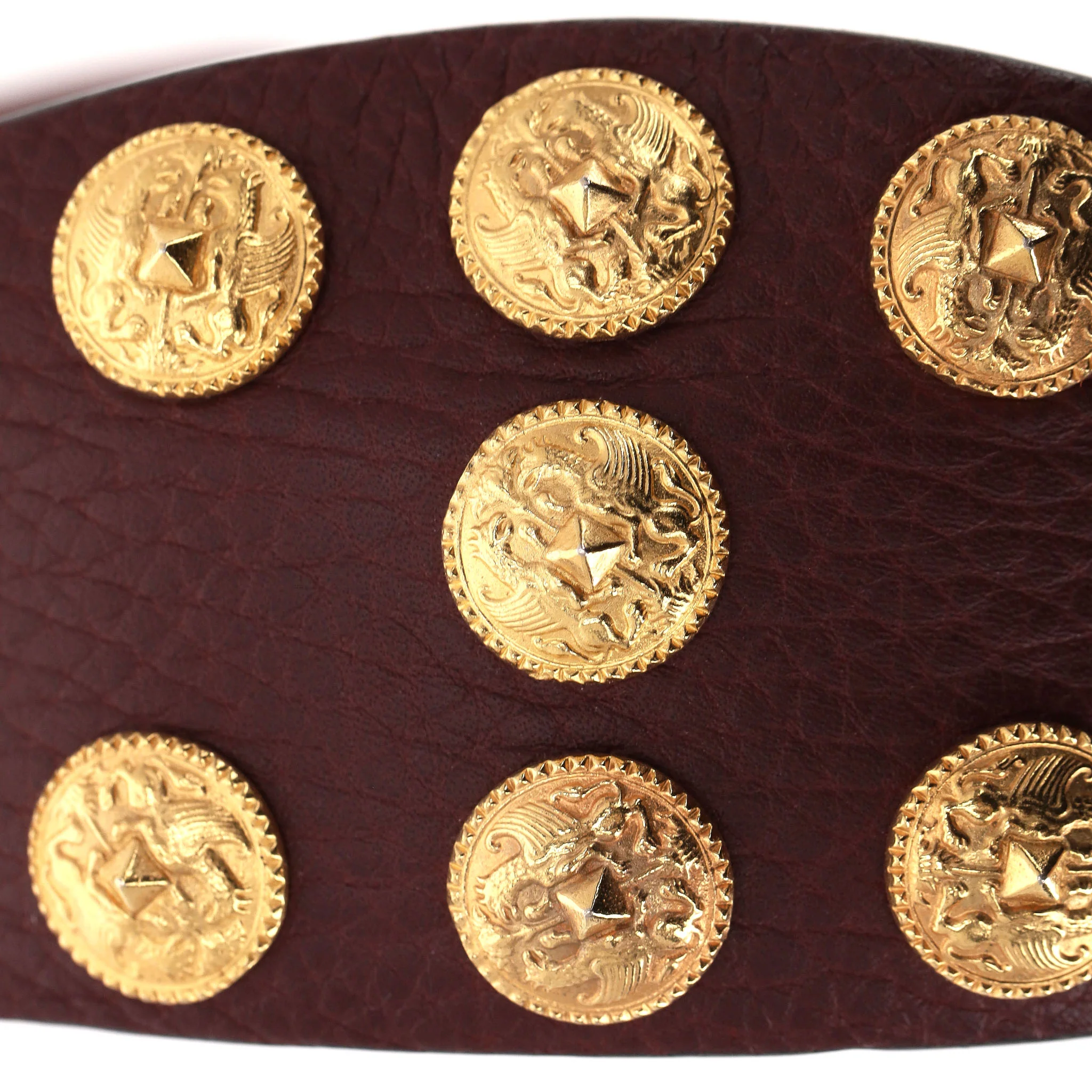 Valentino Leather Headband With Gryphon Stud Medallions - Image 4