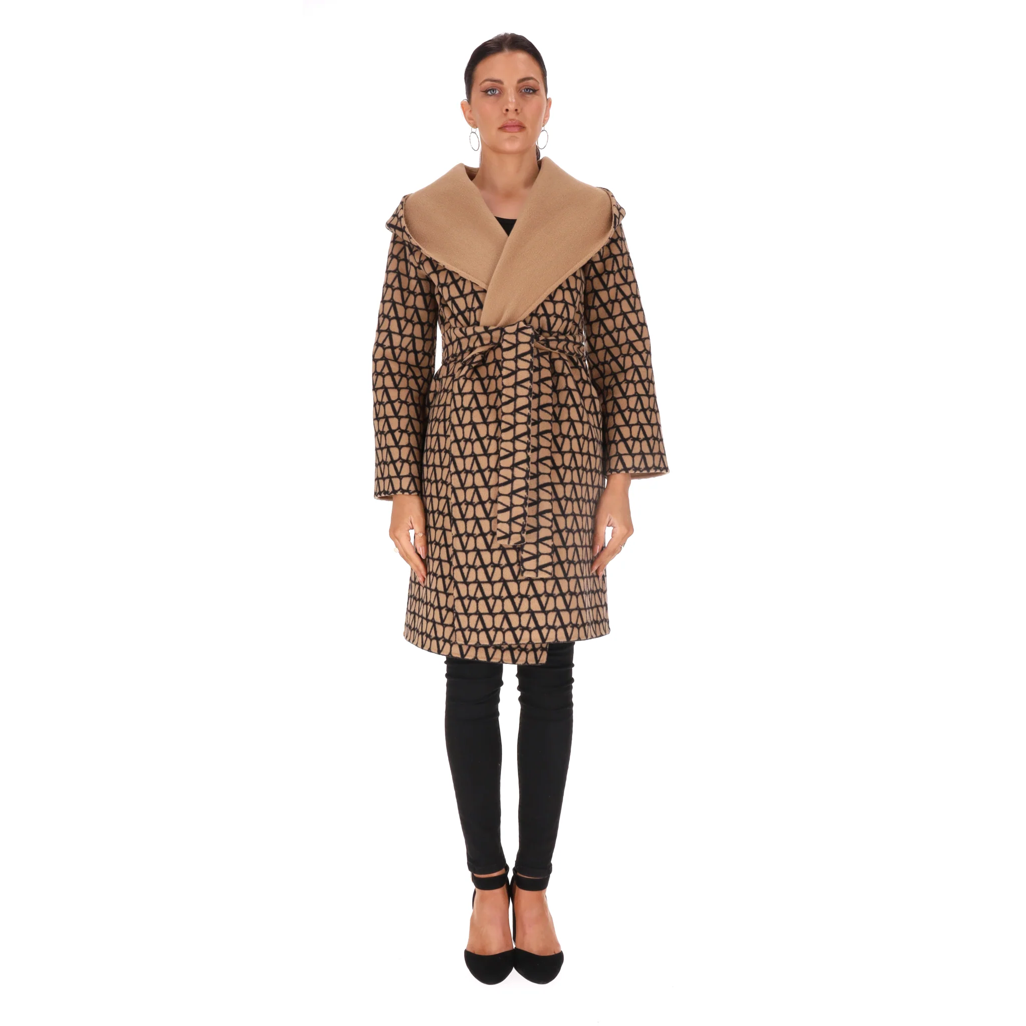 Valentino Monogram Print Virgin Wool Reversible Coat. Size 38IT - Image 4
