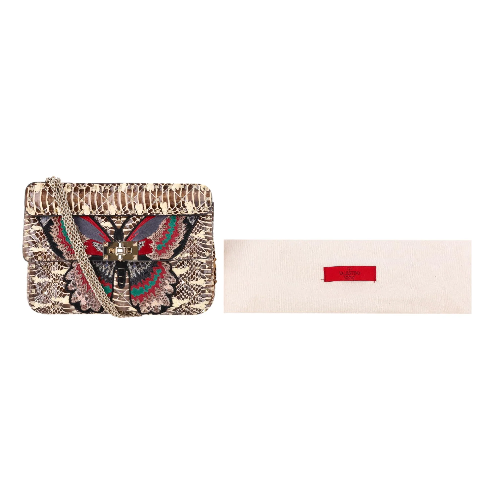 Valentino Rockstud Butterfly Water Snakeskin Crossbody Bag - Image 3