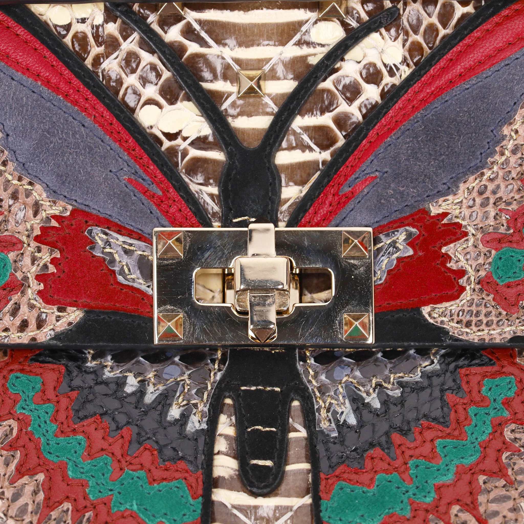 Valentino Rockstud Butterfly Water Snakeskin Crossbody Bag - Image 8