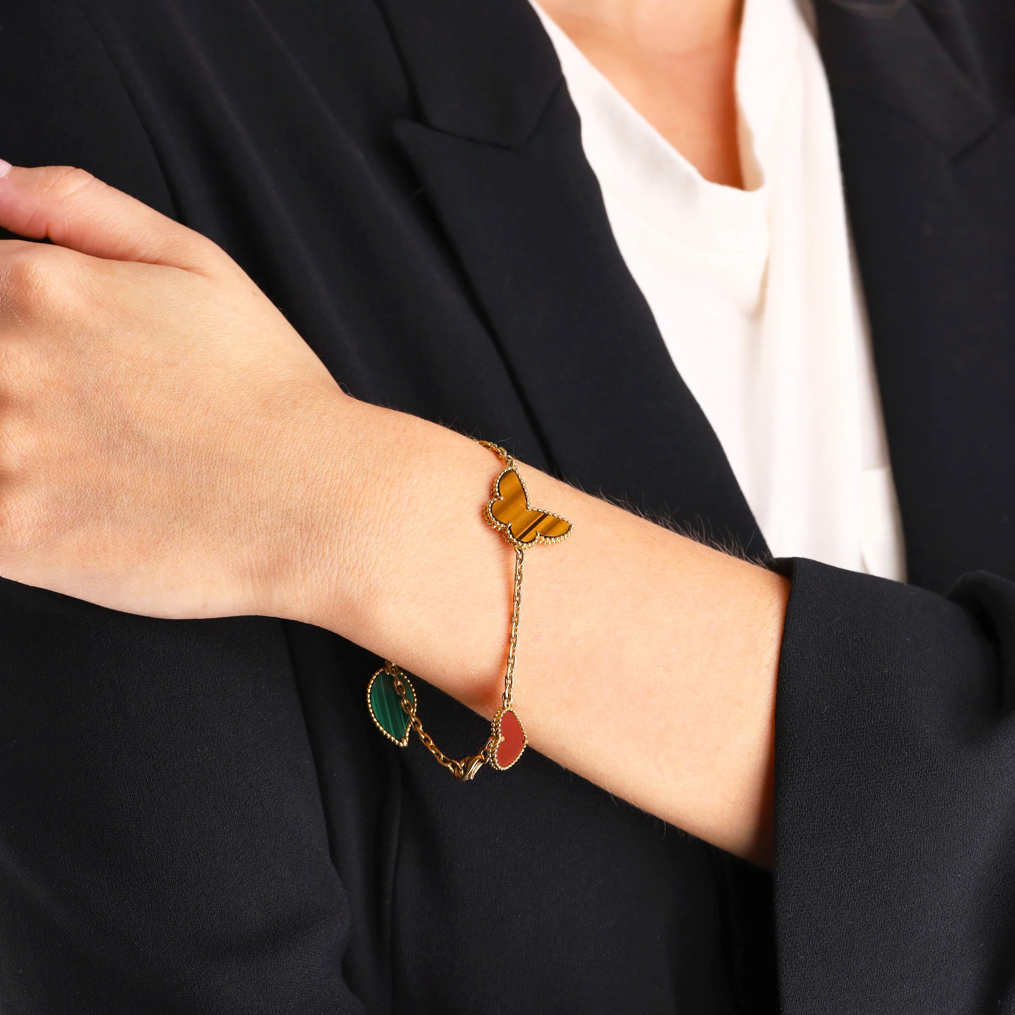 Van Cleef & Arpels Lucky Alhambra Bracelet With Four Motifs Set in 18K Yellow Gold - Image 2