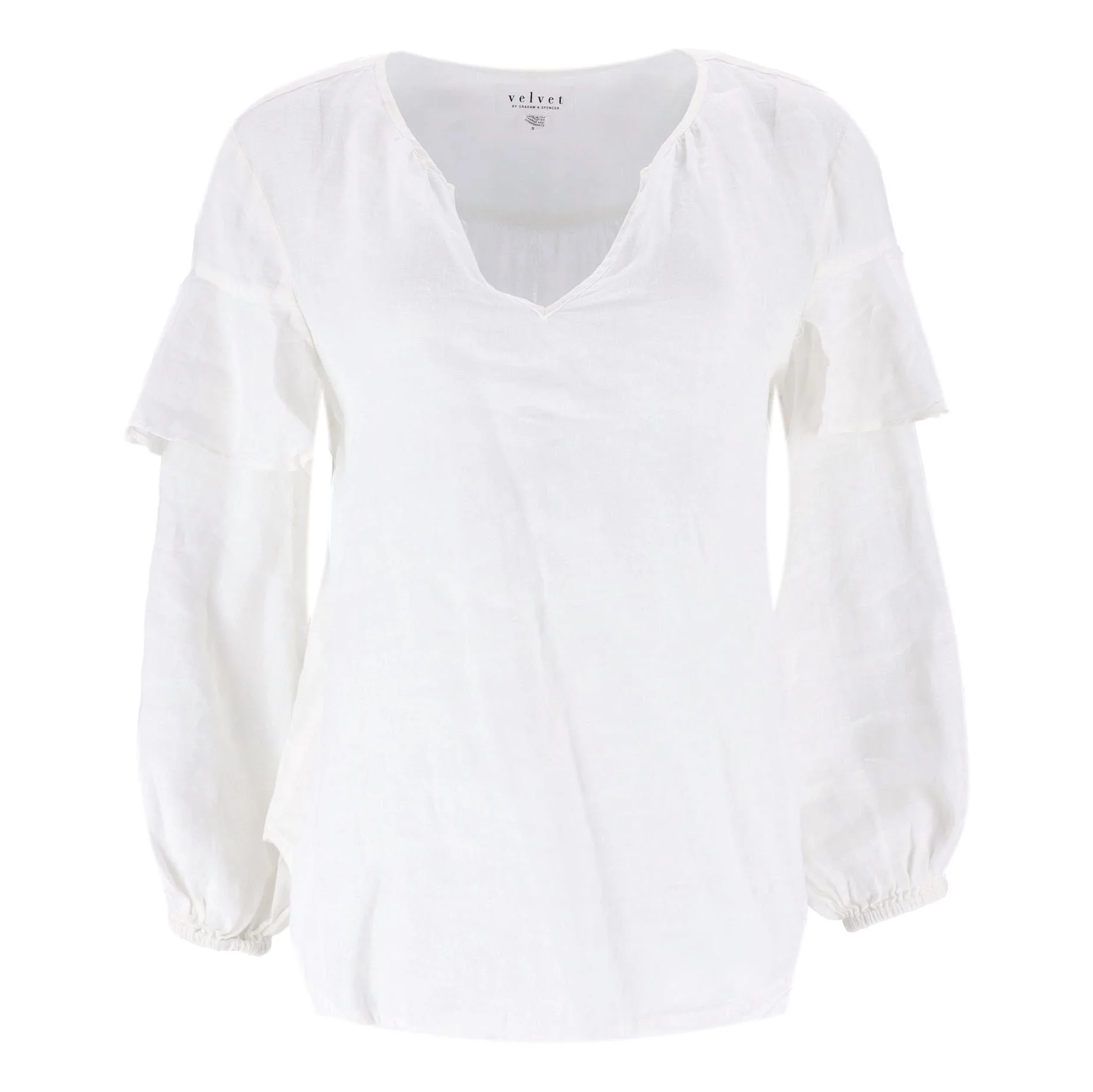 Velvet Linen Ruffle Shirt. Size S