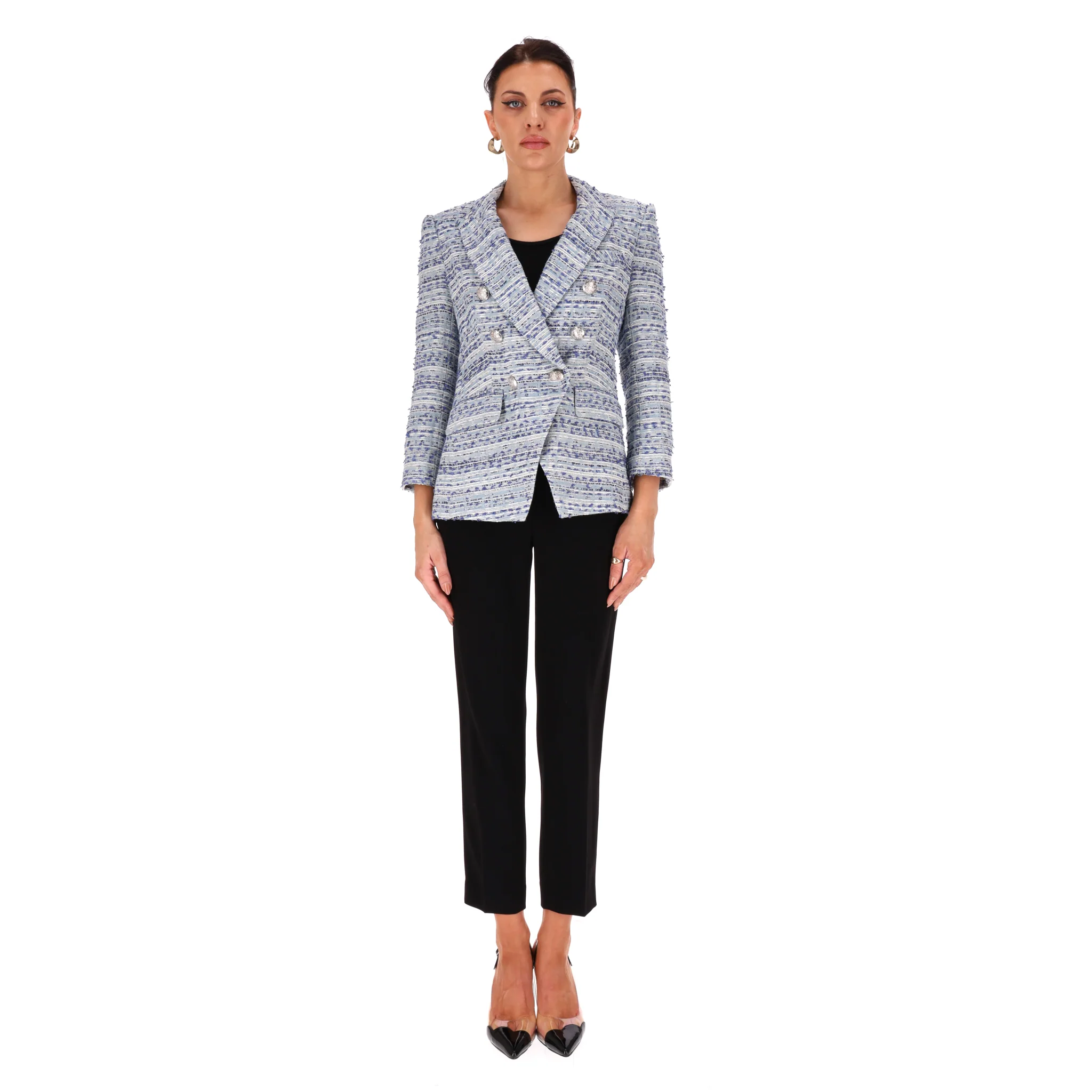 Veronica Beard Double-Breasted Metallic Bouclé-Tweed Jacket. Size 4US - Image 2