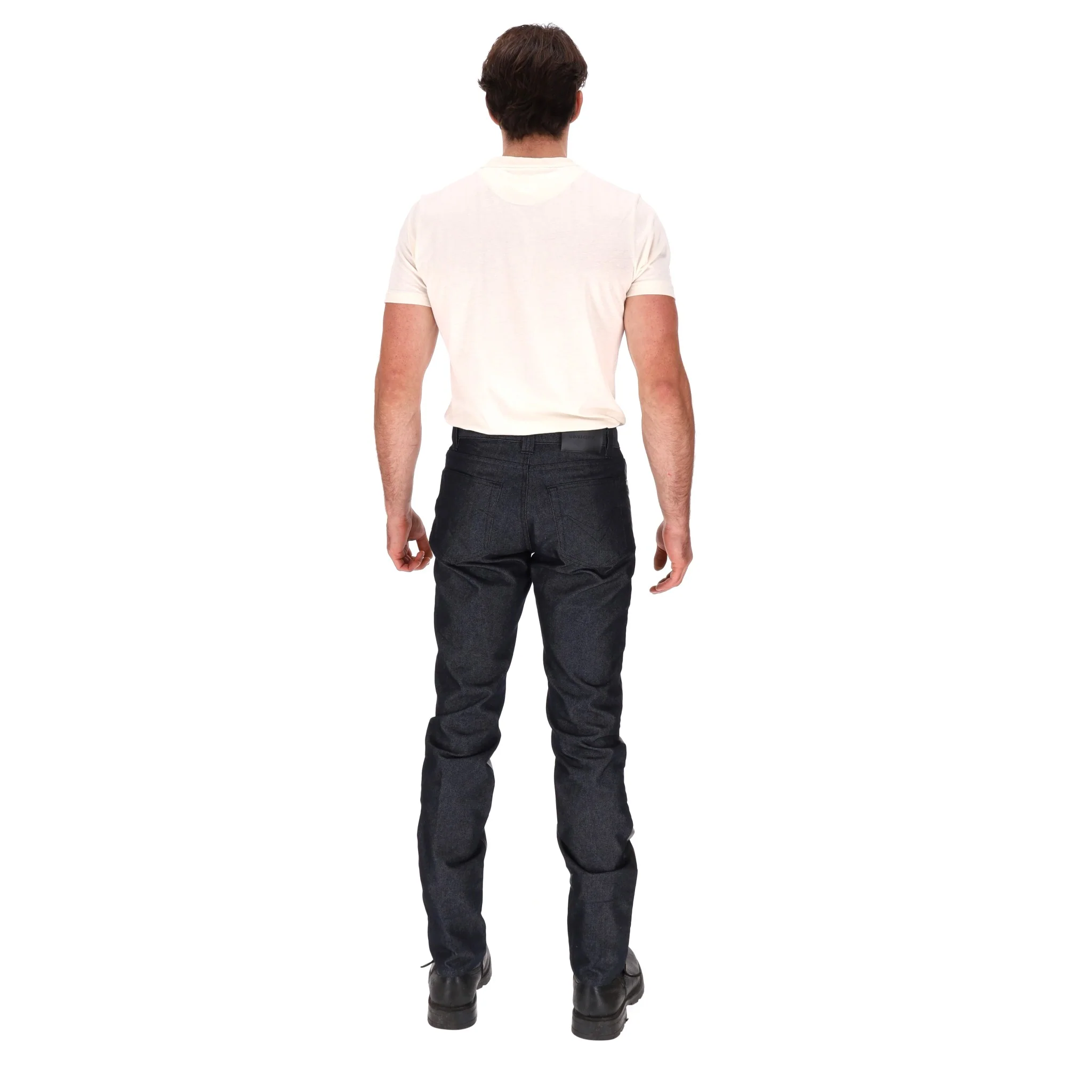 Versace Faux Leather & Denim Jeans. Size 32 - Image 4