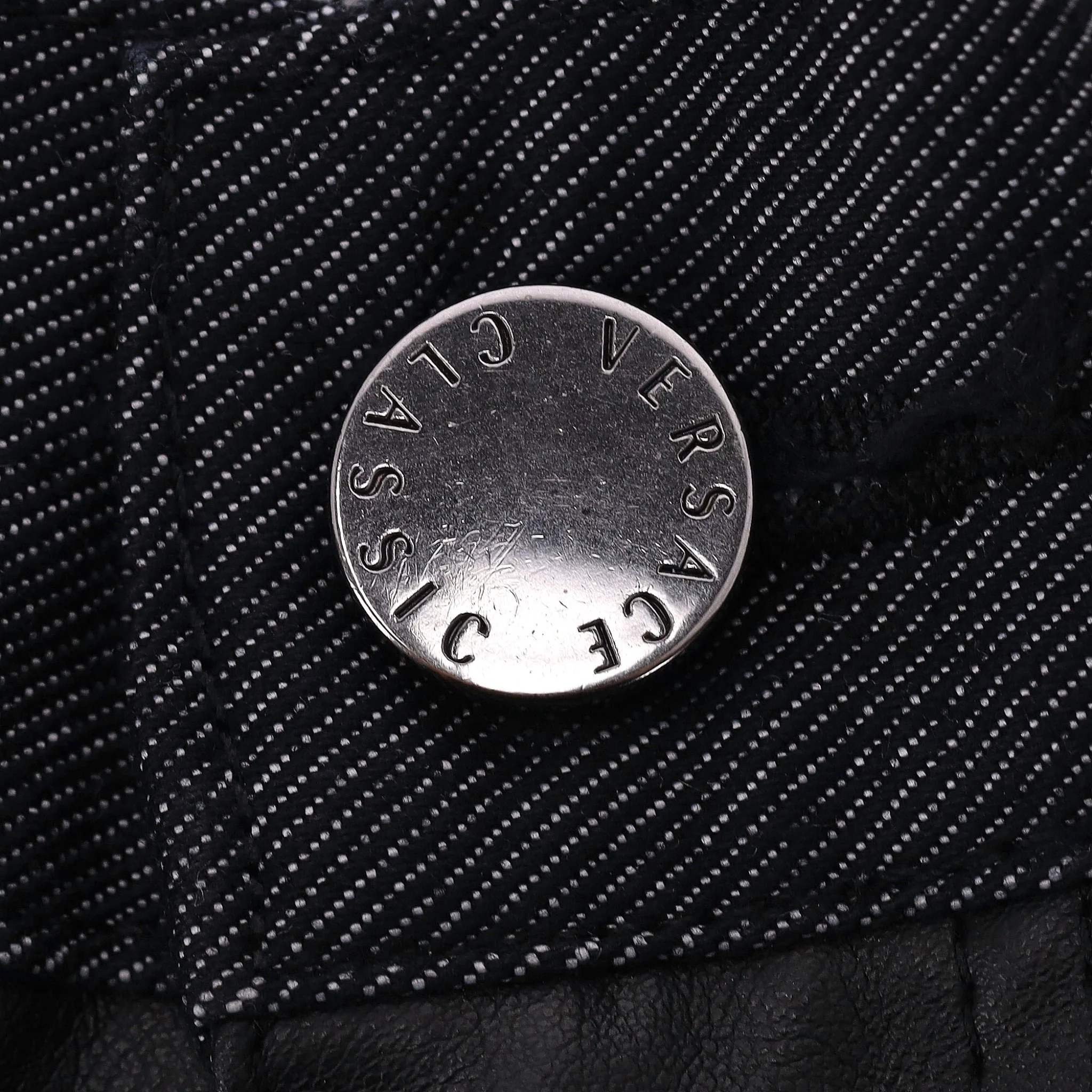 Versace Faux Leather & Denim Jeans. Size 32 - Image 5
