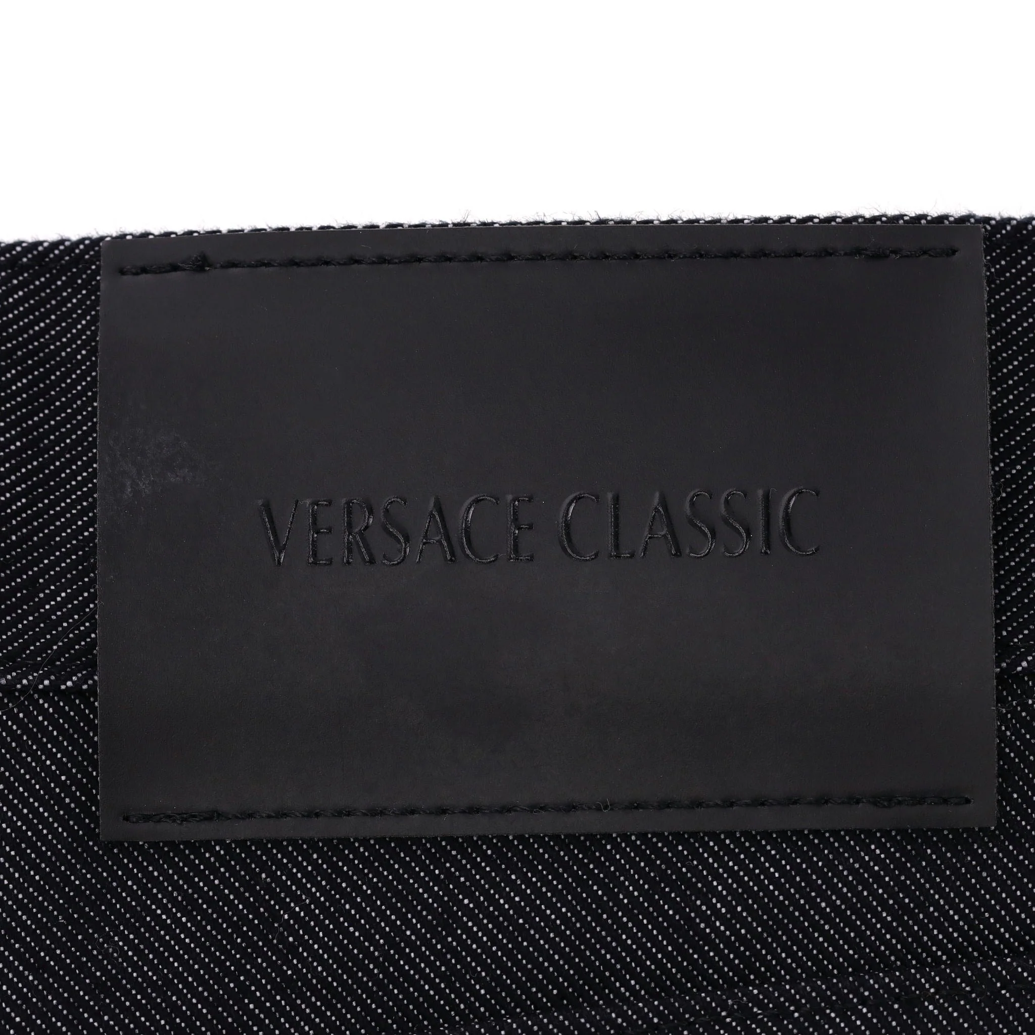 Versace Faux Leather & Denim Jeans. Size 32 - Image 6