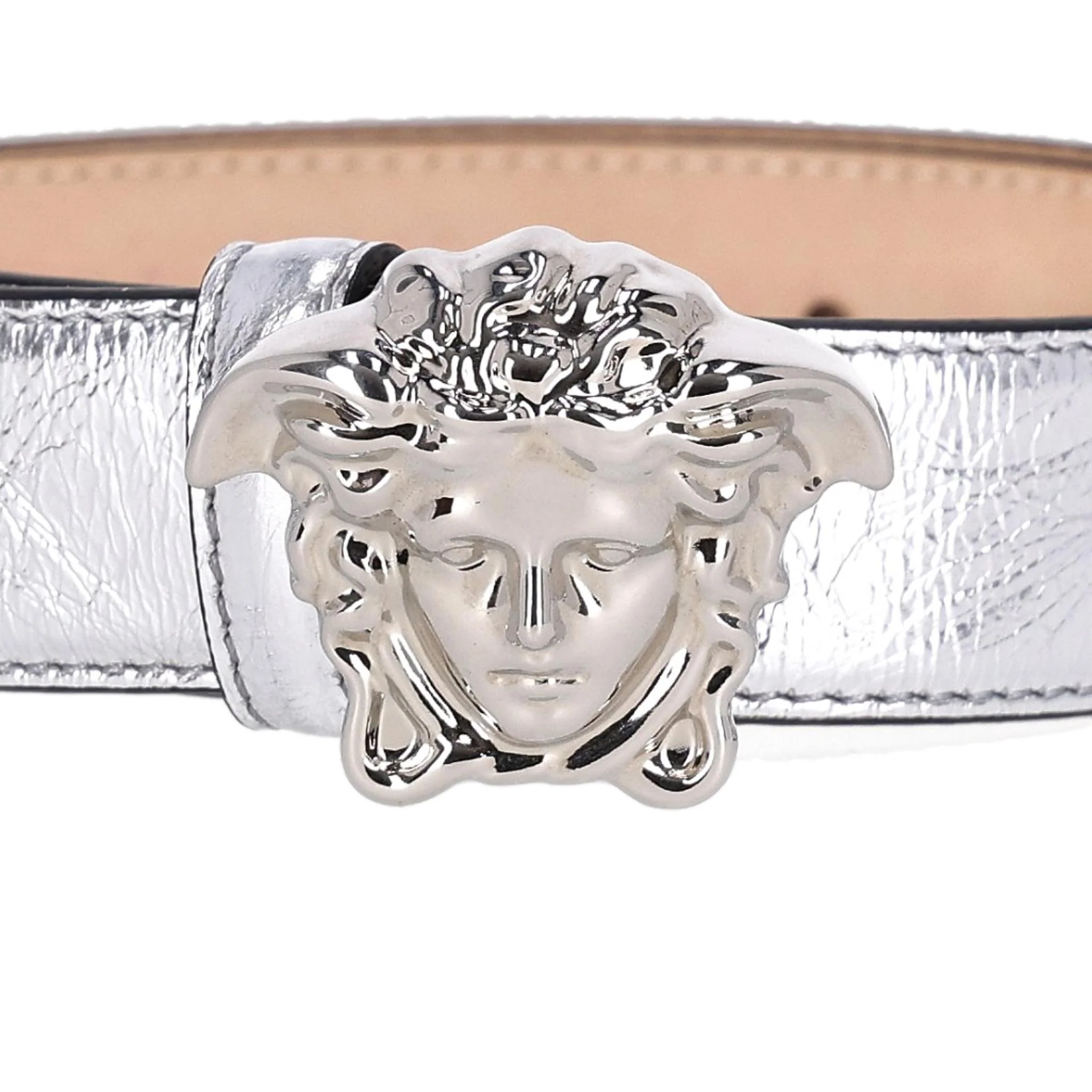 Versace 'La Medusa' Metallic Leather Belt - Image 3