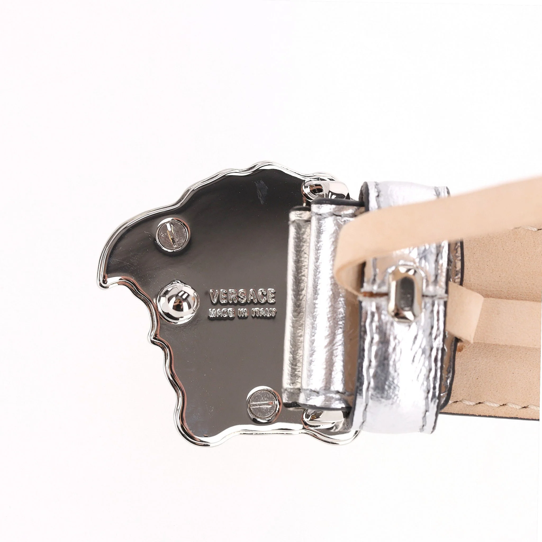 Versace 'La Medusa' Metallic Leather Belt - Image 7