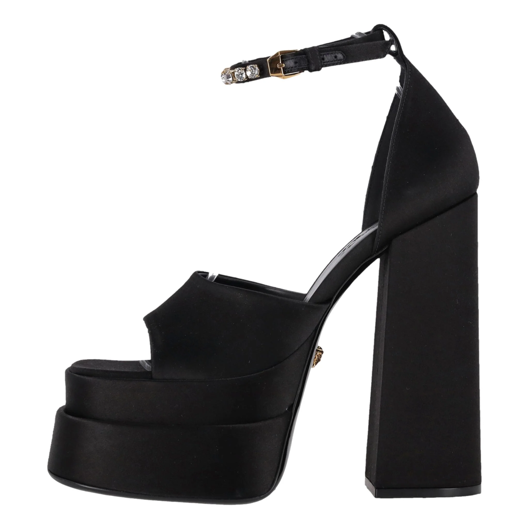 Versace Medusa Charm Satin Platform Sandals. Size 38