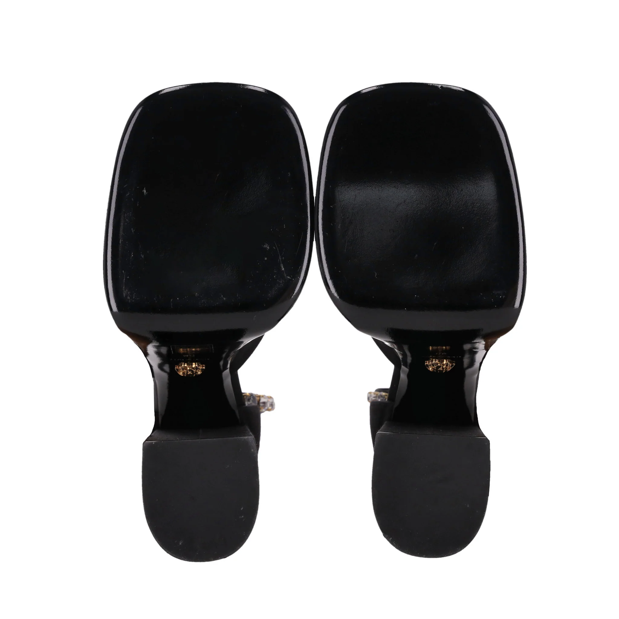 Versace Medusa Charm Satin Platform Sandals. Size 38 - Image 6