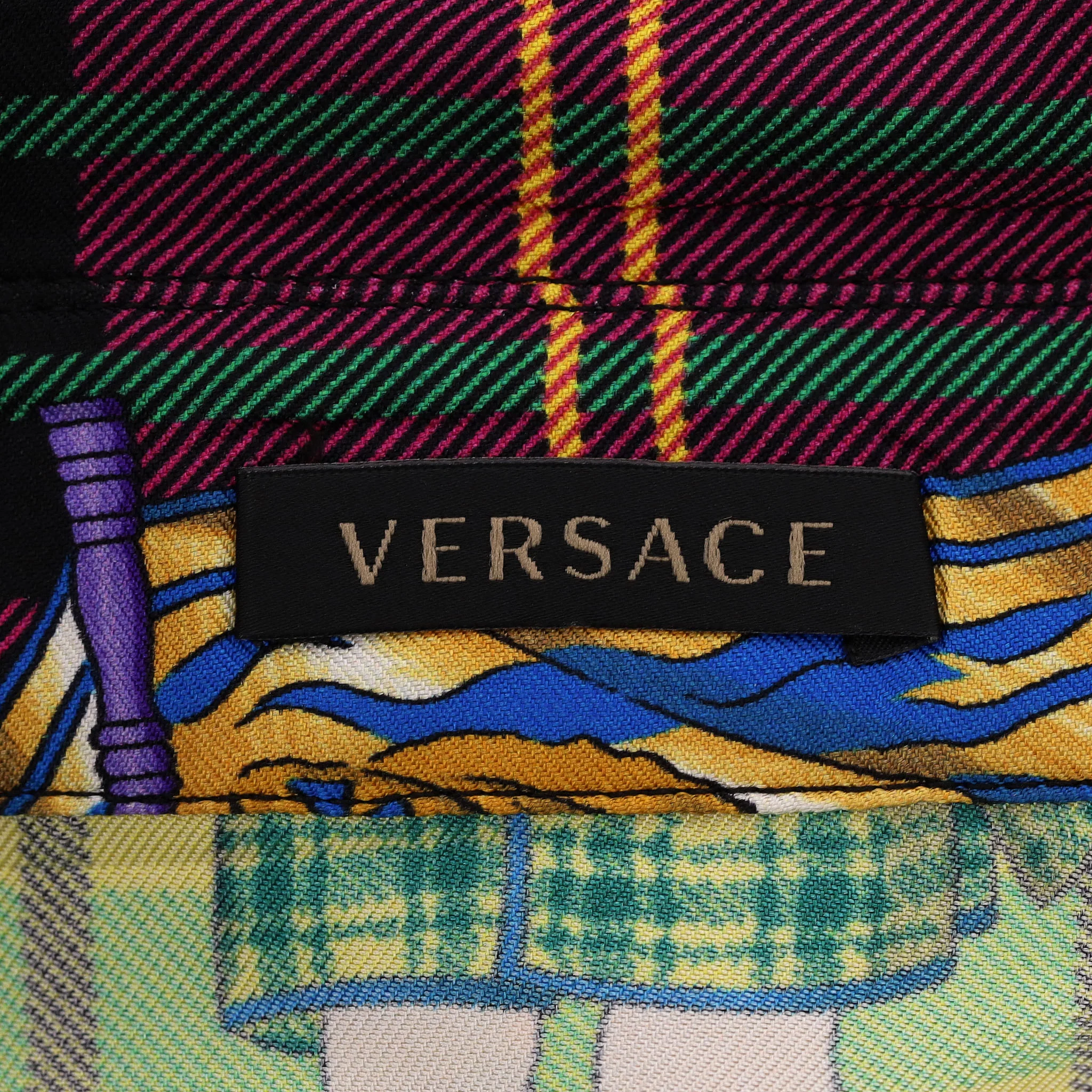 Versace Tartan Check 'The Clans' Silk Shirt. Size 42IT - Image 8