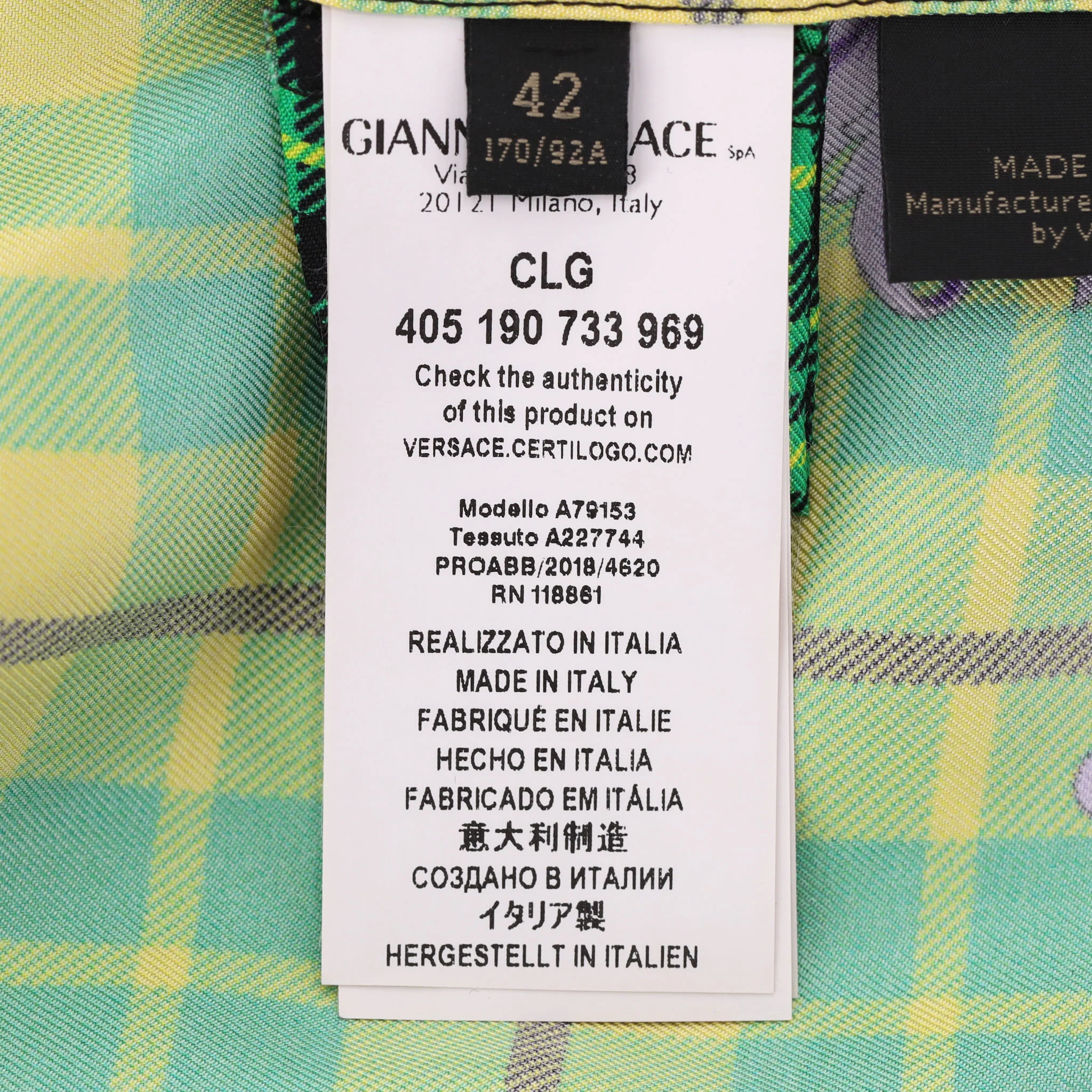 Versace Tartan Check 'The Clans' Silk Shirt. Size 42IT - Image 9