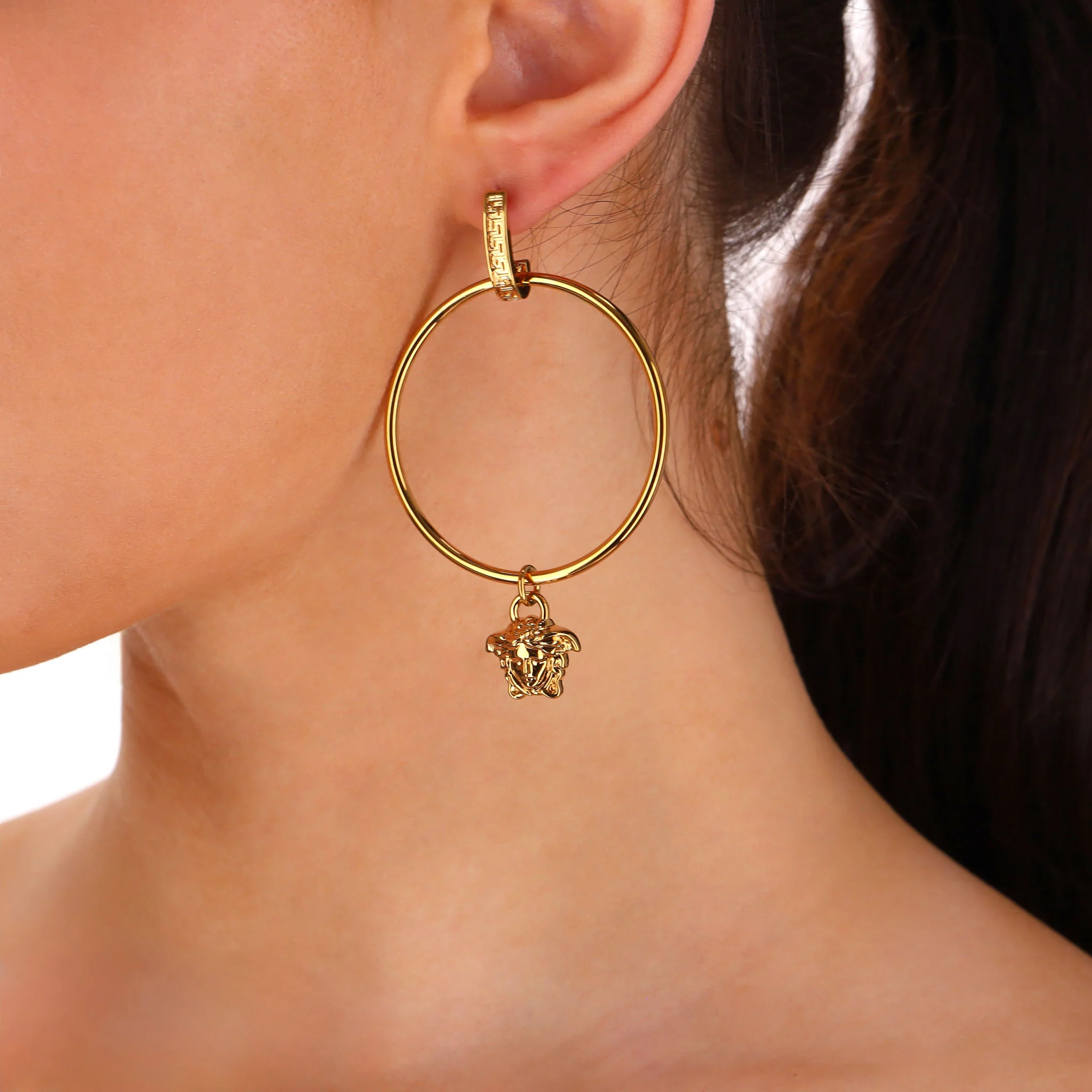 Versace Tribute Medusa Charm Hoop Earrings - Image 2